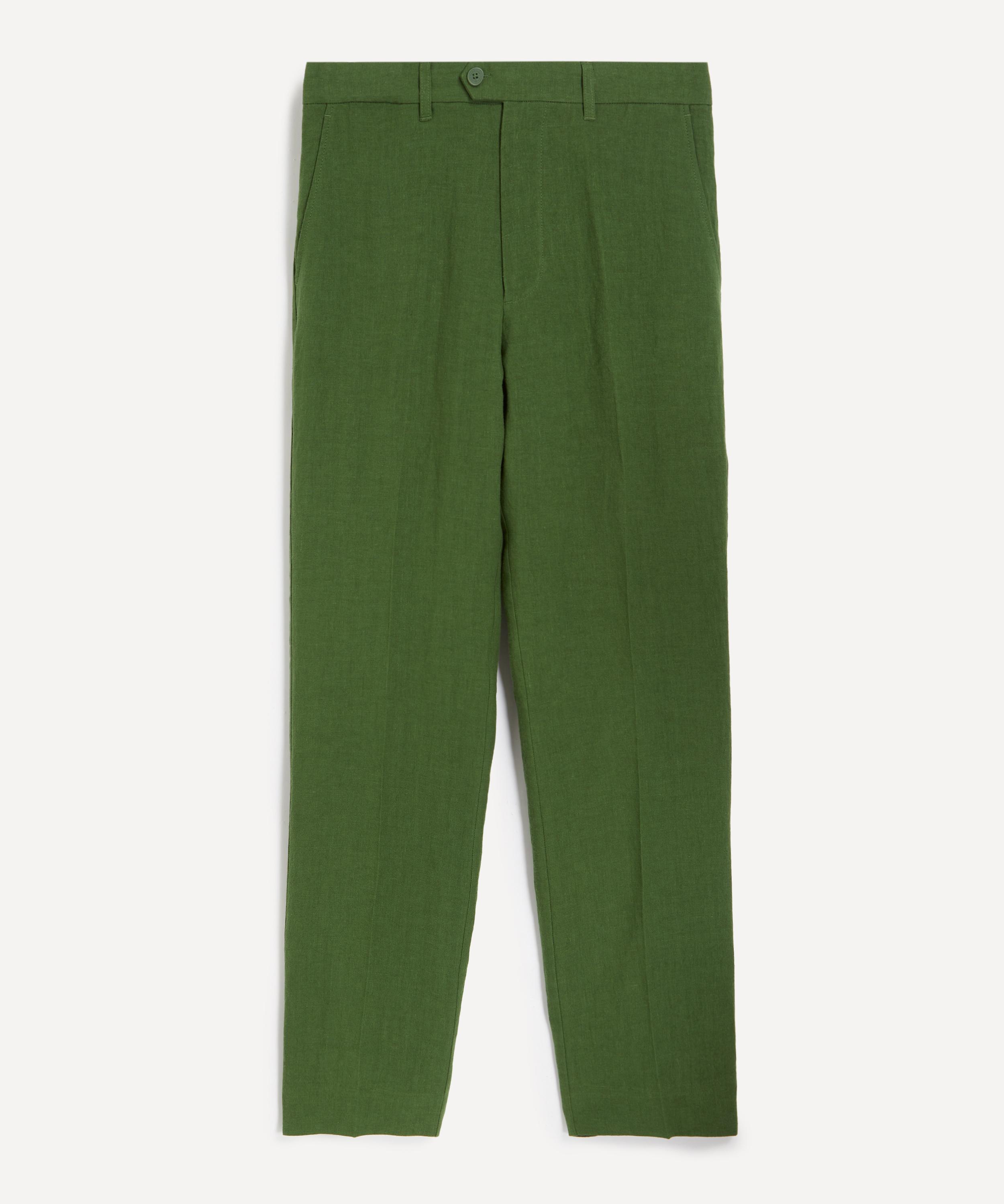 Percival - Forest Green Tailored Linen Trousers