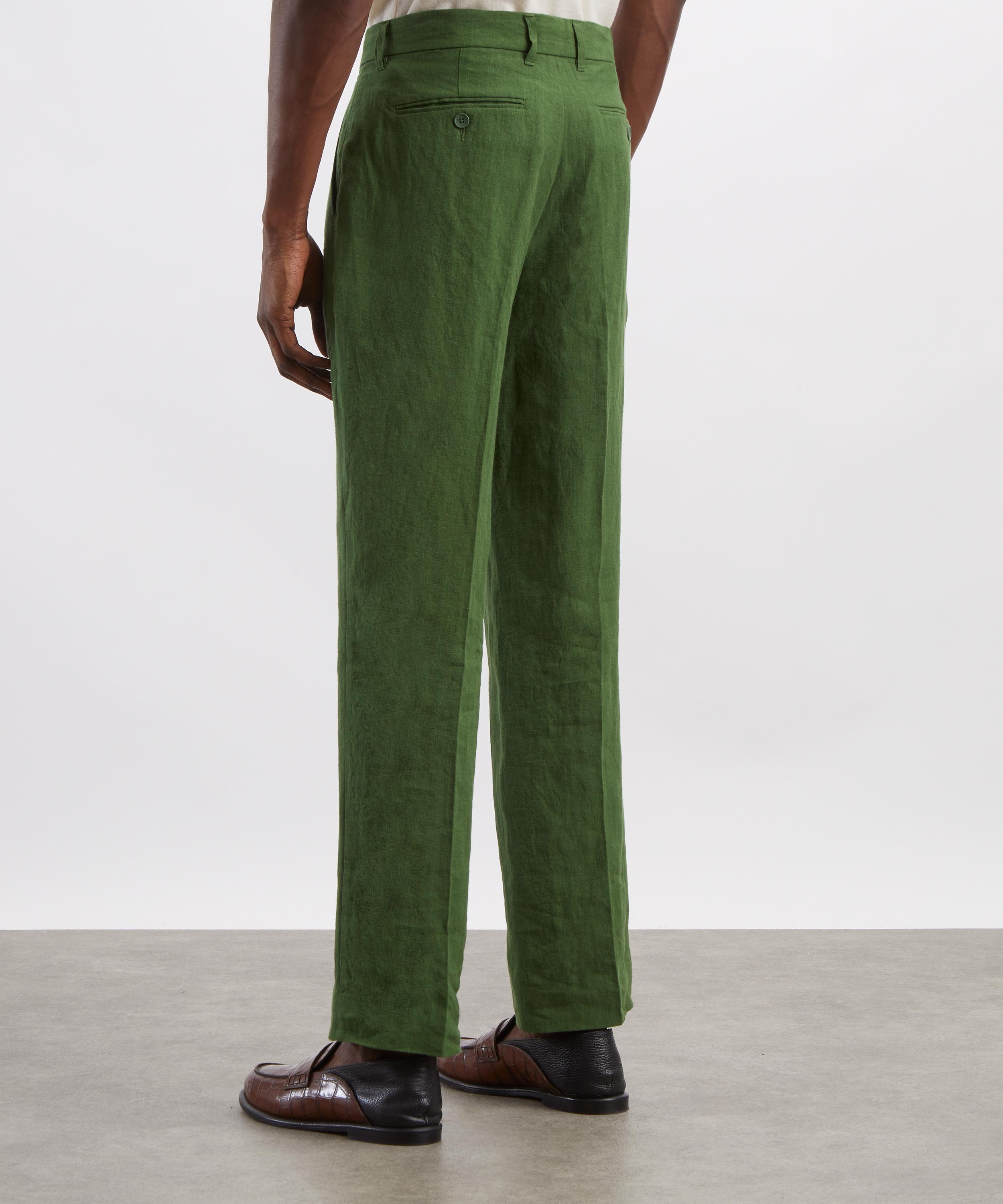Percival - Forest Green Tailored Linen Trousers image number 3