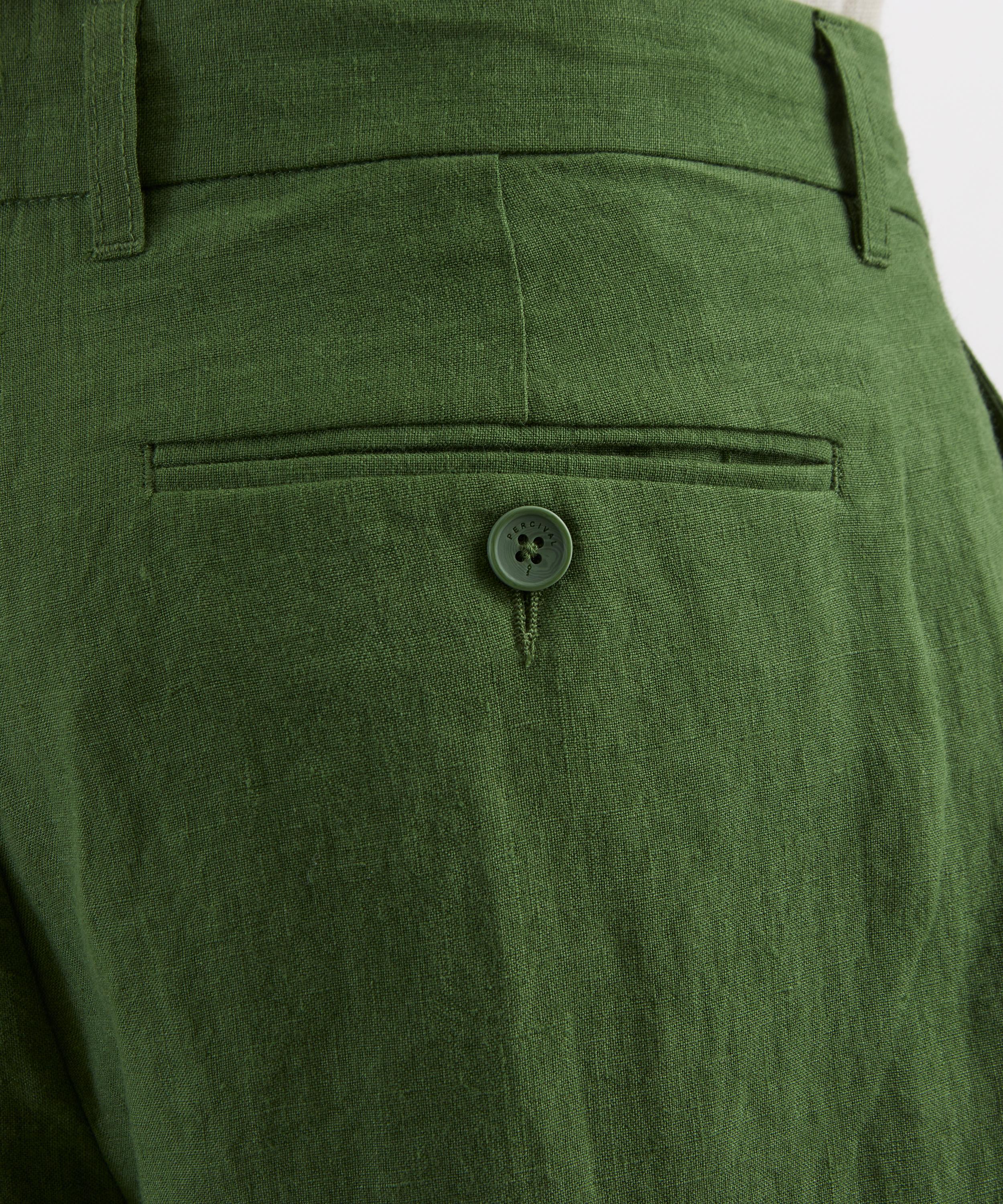 Percival - Forest Green Tailored Linen Trousers image number 4