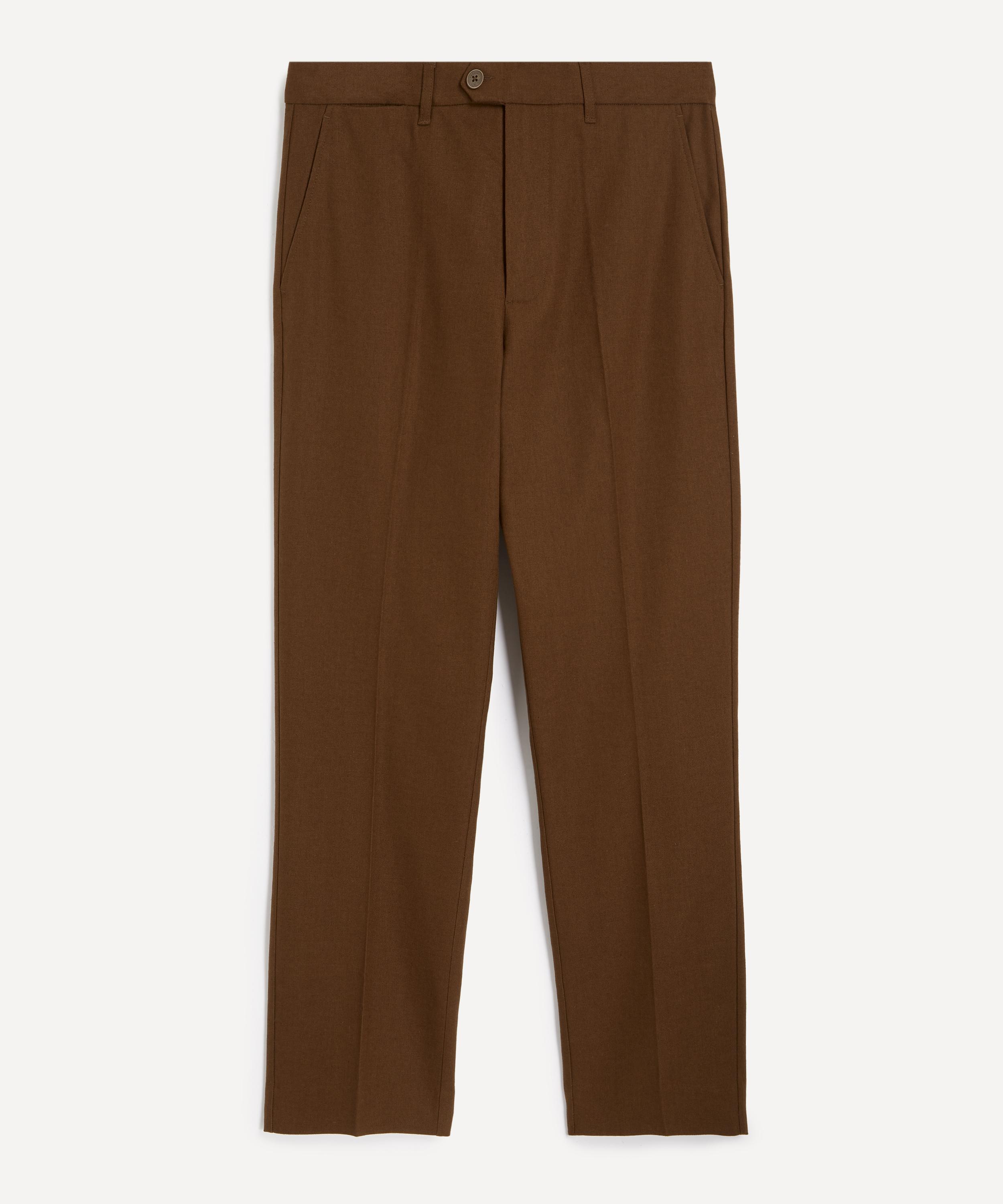 Percival - Rust Brown Tailored Linen Trousers