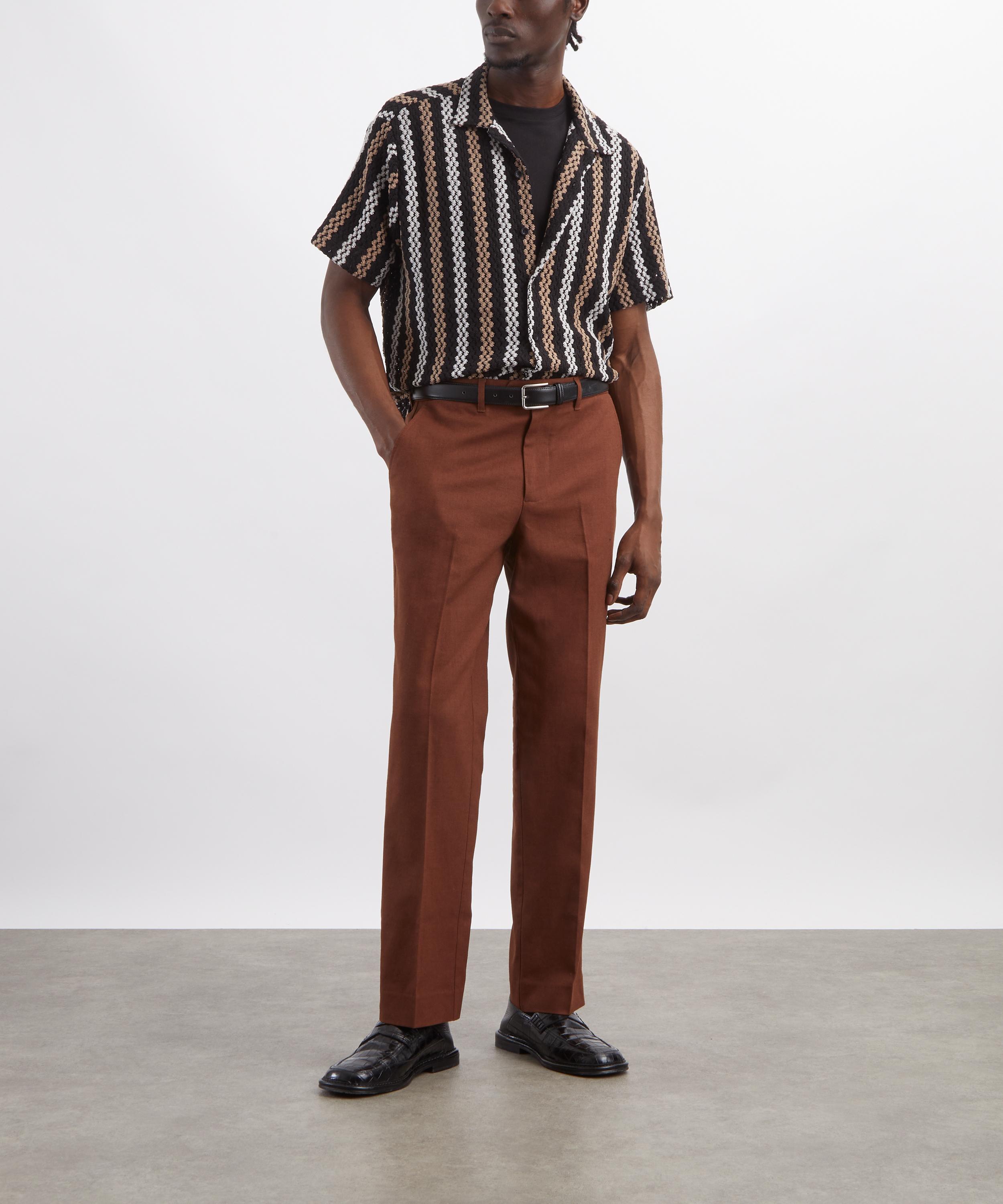 Percival - Rust Brown Tailored Linen Trousers image number 1