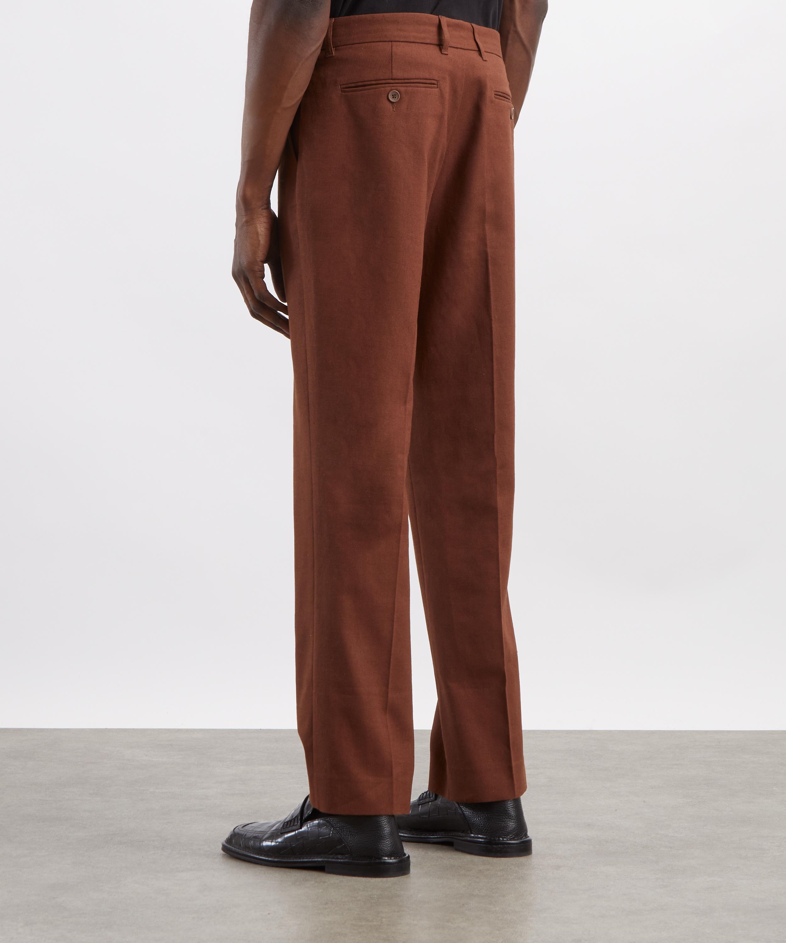 Percival - Rust Brown Tailored Linen Trousers image number 3