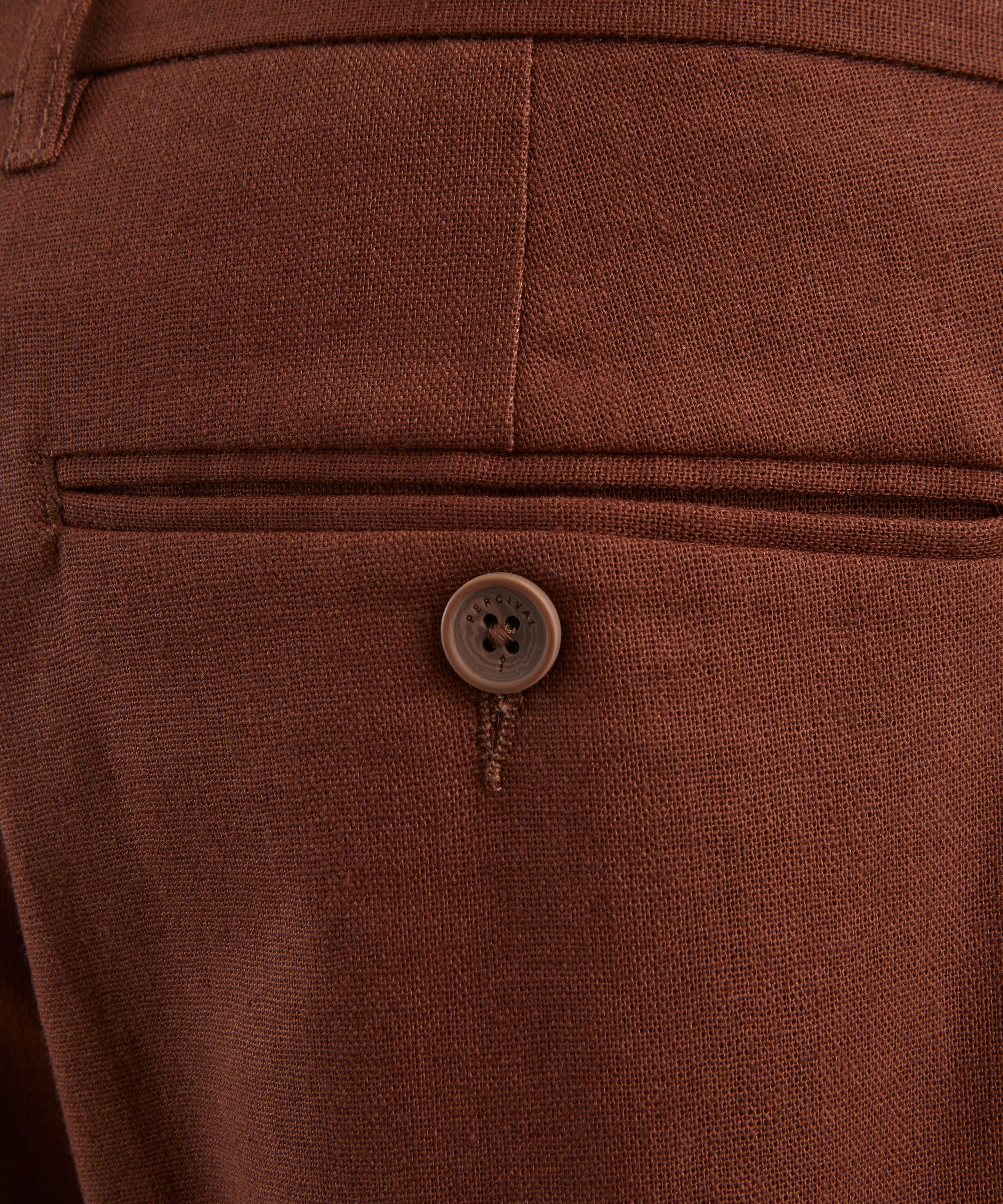 Percival - Rust Brown Tailored Linen Trousers image number 4