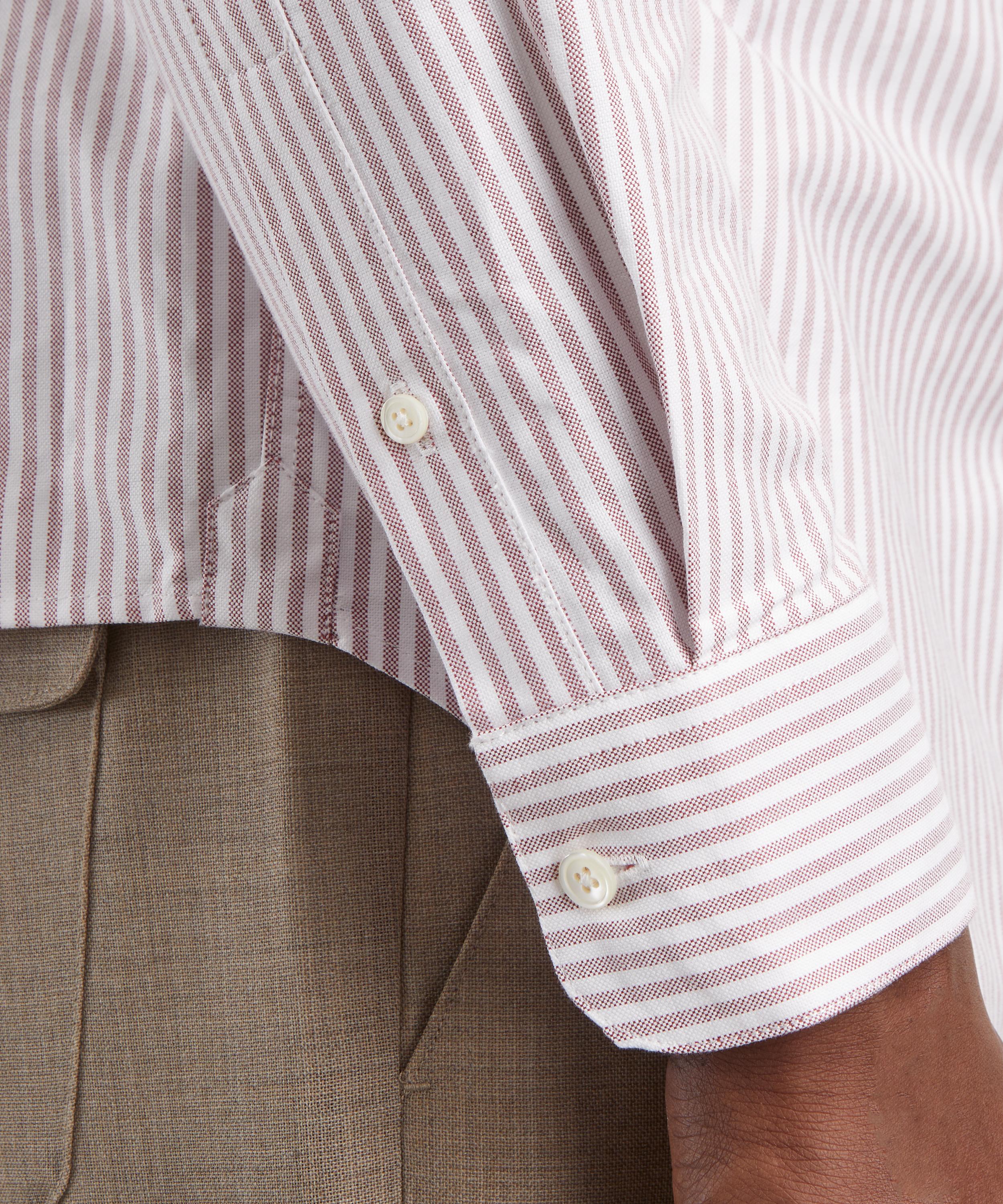 Portuguese Flannel - Belavista Stripe Shirt in Bordeaux image number 4