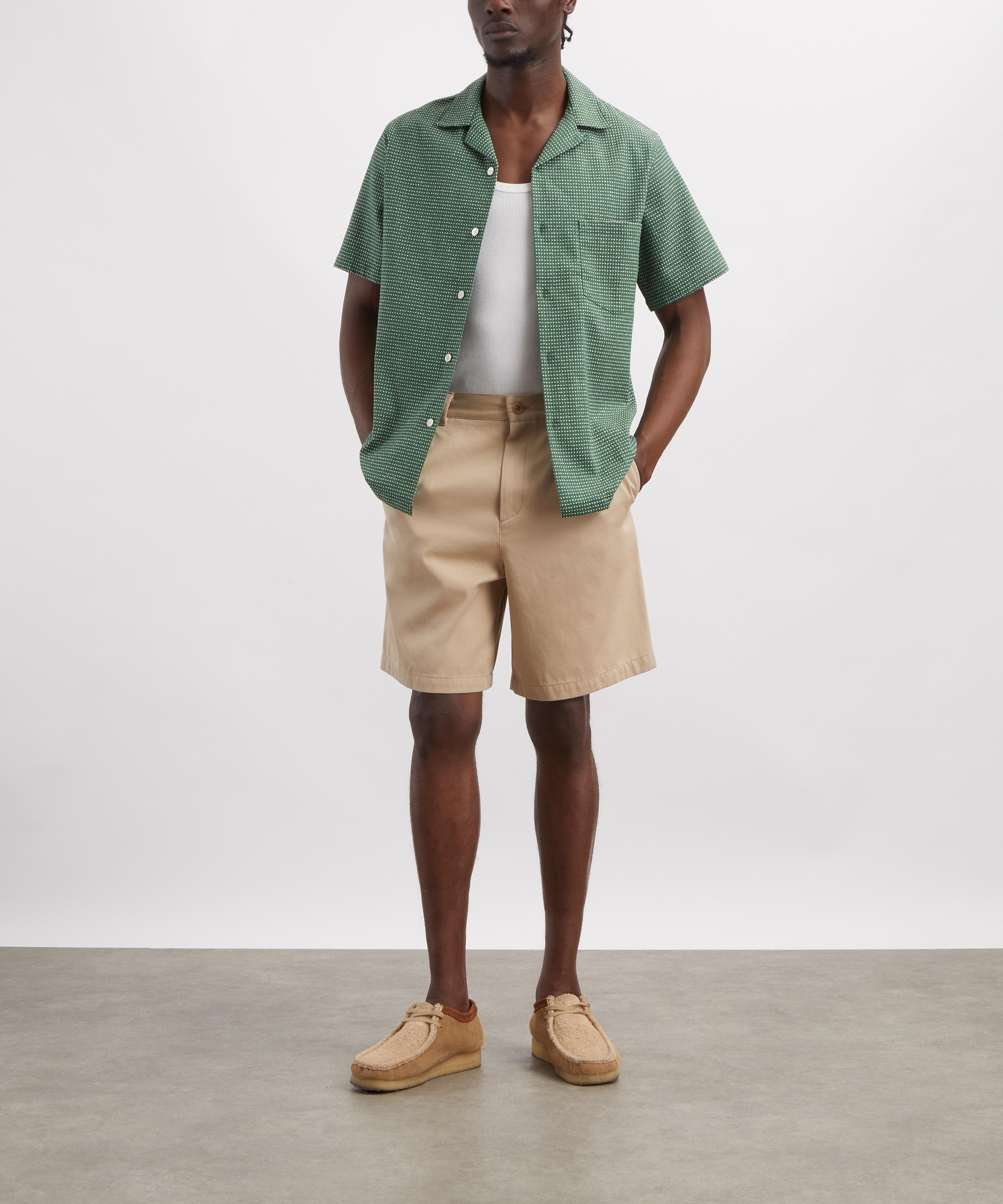 Portuguese Flannel - Dots Short-Sleeve Shirt in Green image number 1