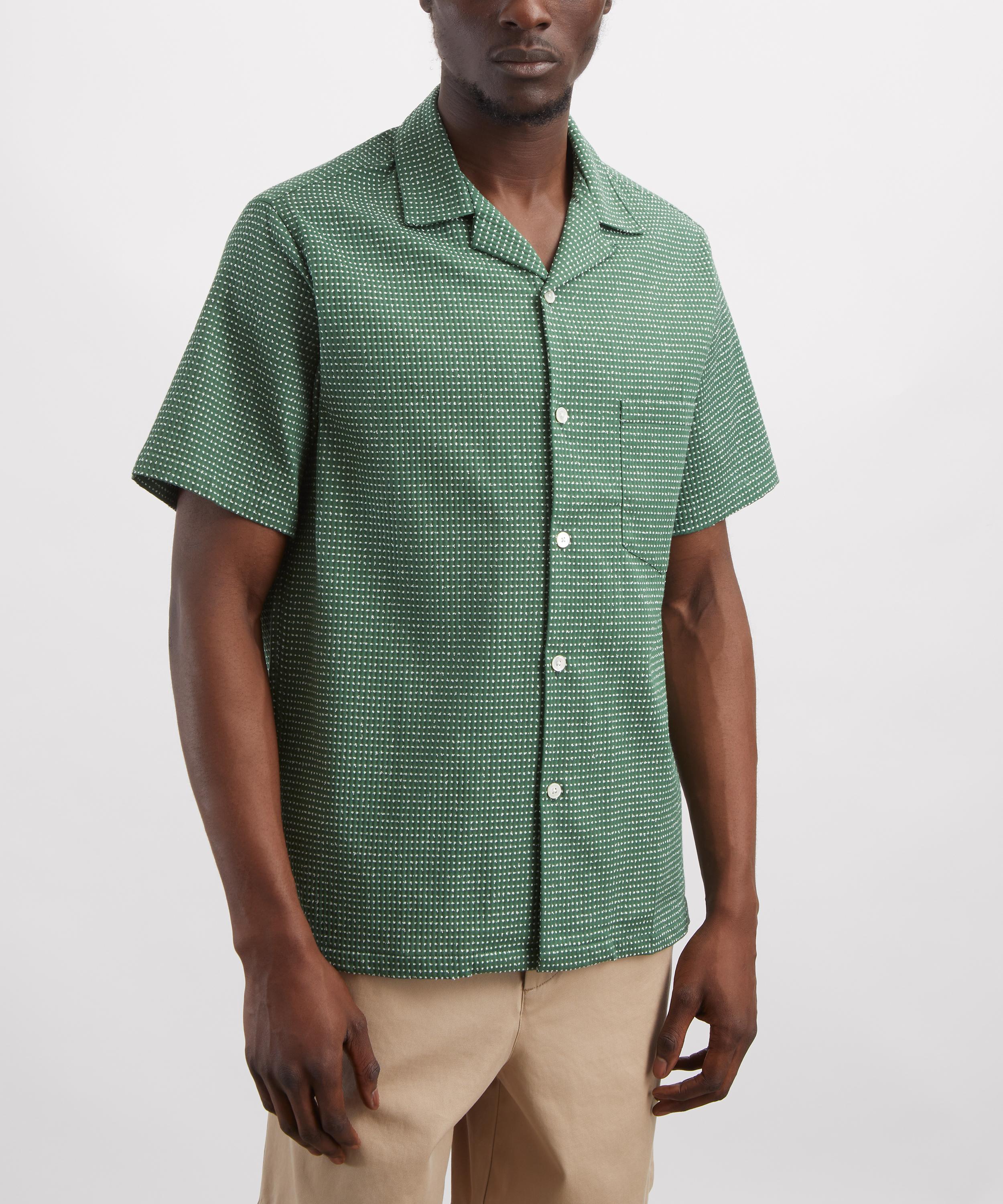 Portuguese Flannel - Dots Short-Sleeve Shirt in Green image number 2