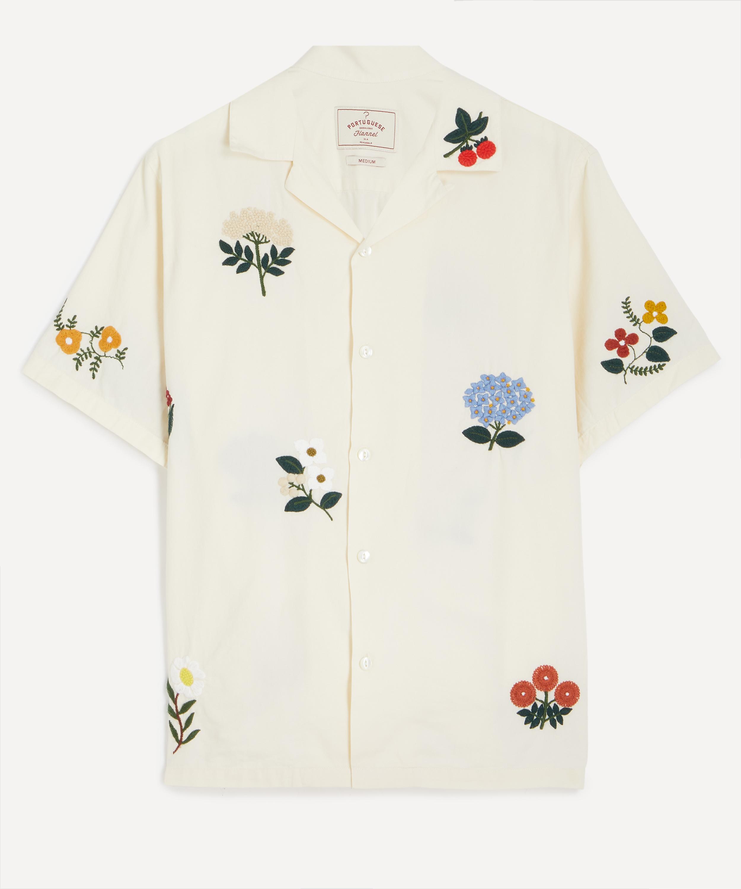 Portuguese Flannel - Embroidery Flowers Short-Sleeve Shirt