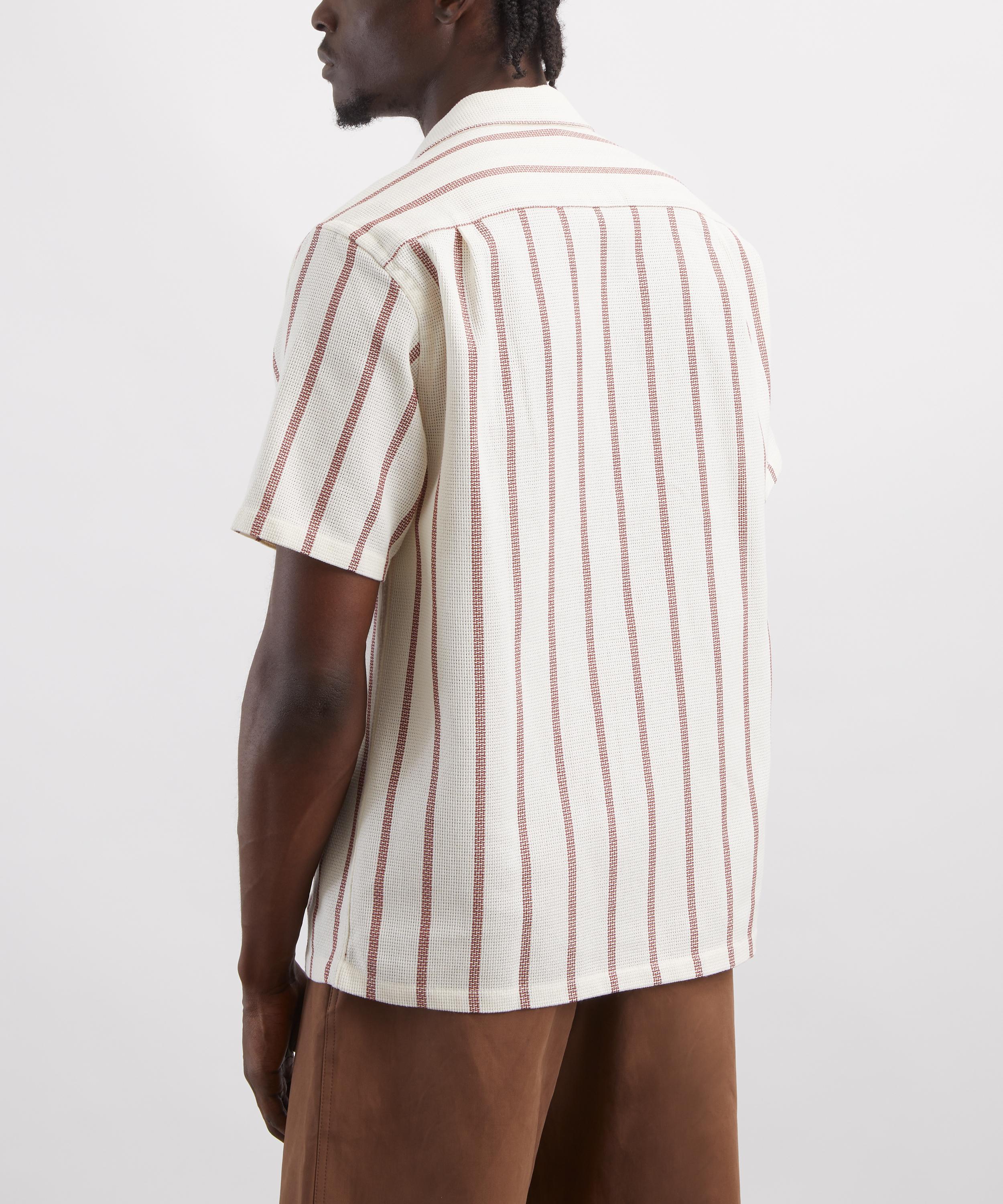 Portuguese Flannel - Piquet Stripe Short-Sleeve Shirt in Bordeaux image number 3