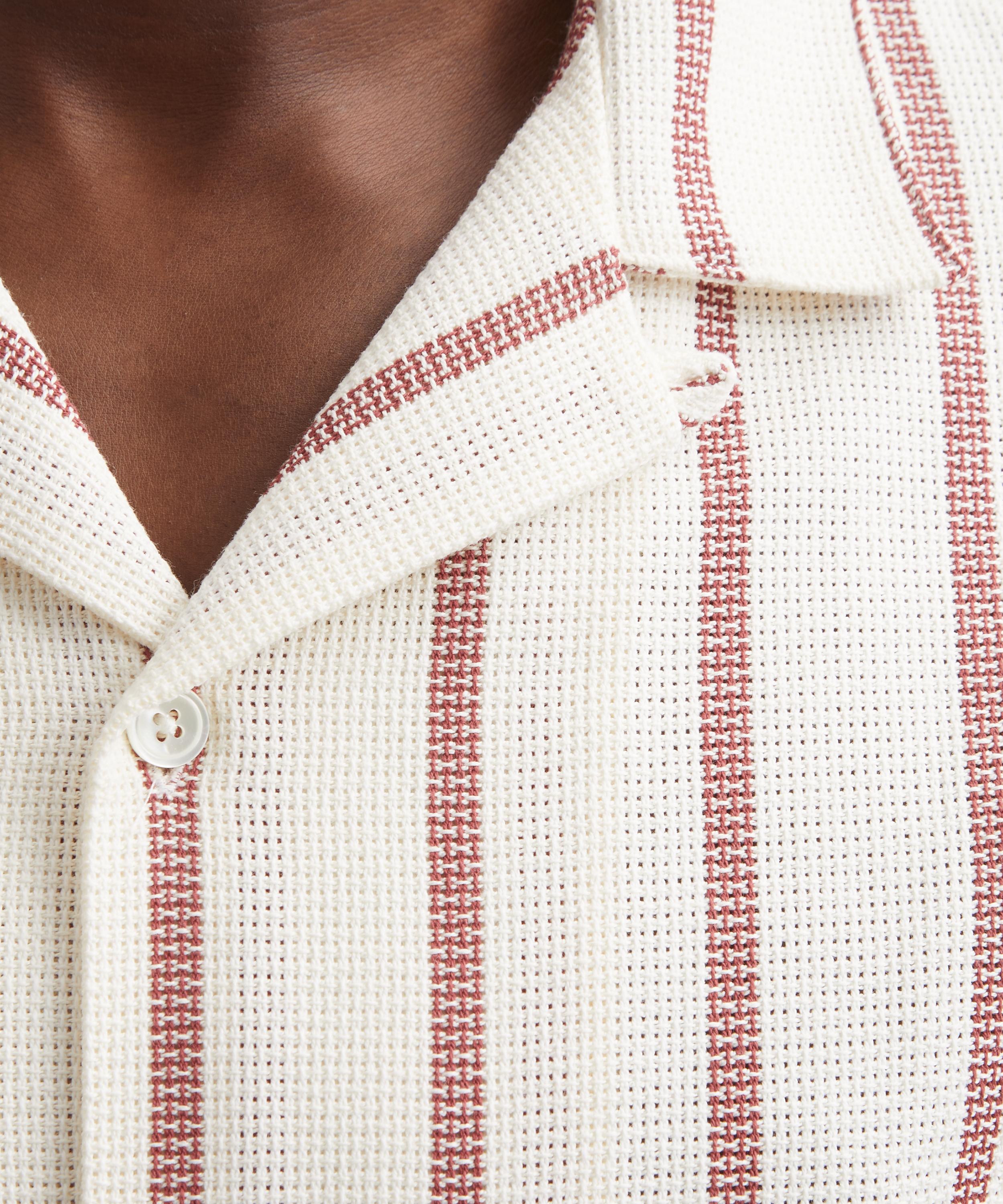 Portuguese Flannel - Piquet Stripe Short-Sleeve Shirt in Bordeaux image number 4