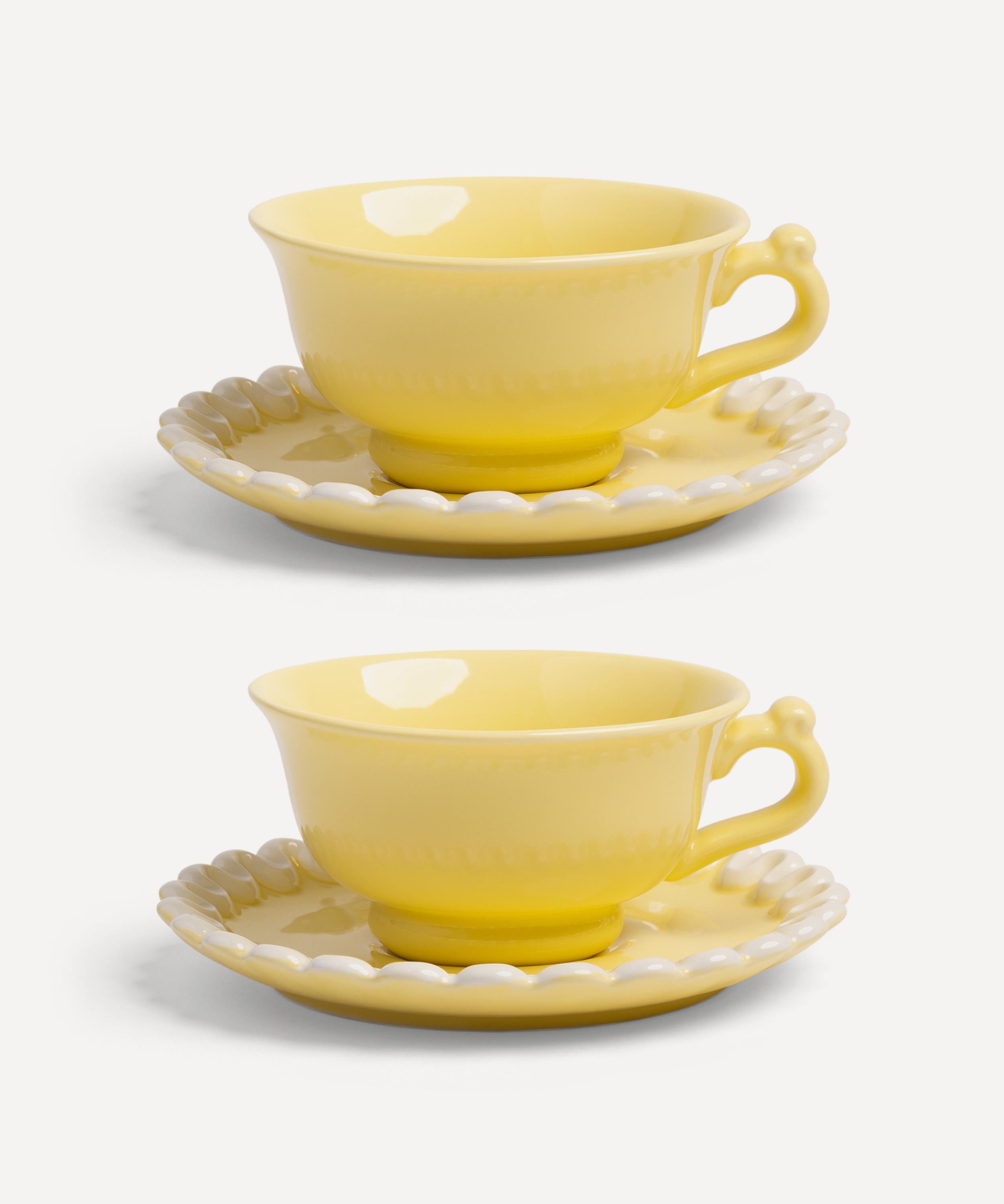 &Klevering - Whip Yellow Cup and Saucer Set of Two