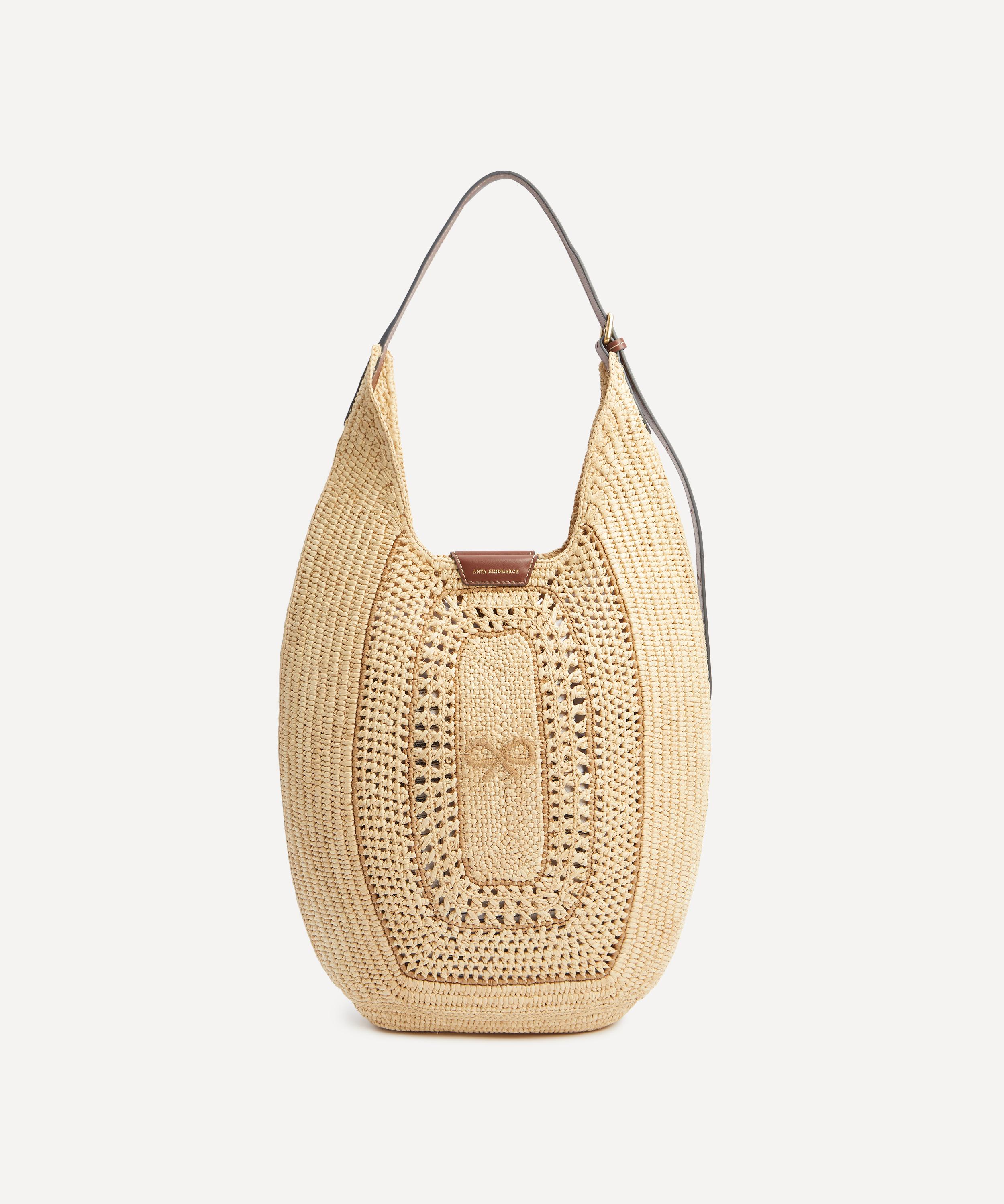 Anya Hindmarch - Raffia Leather-Trimmed Bow Hobo Bag