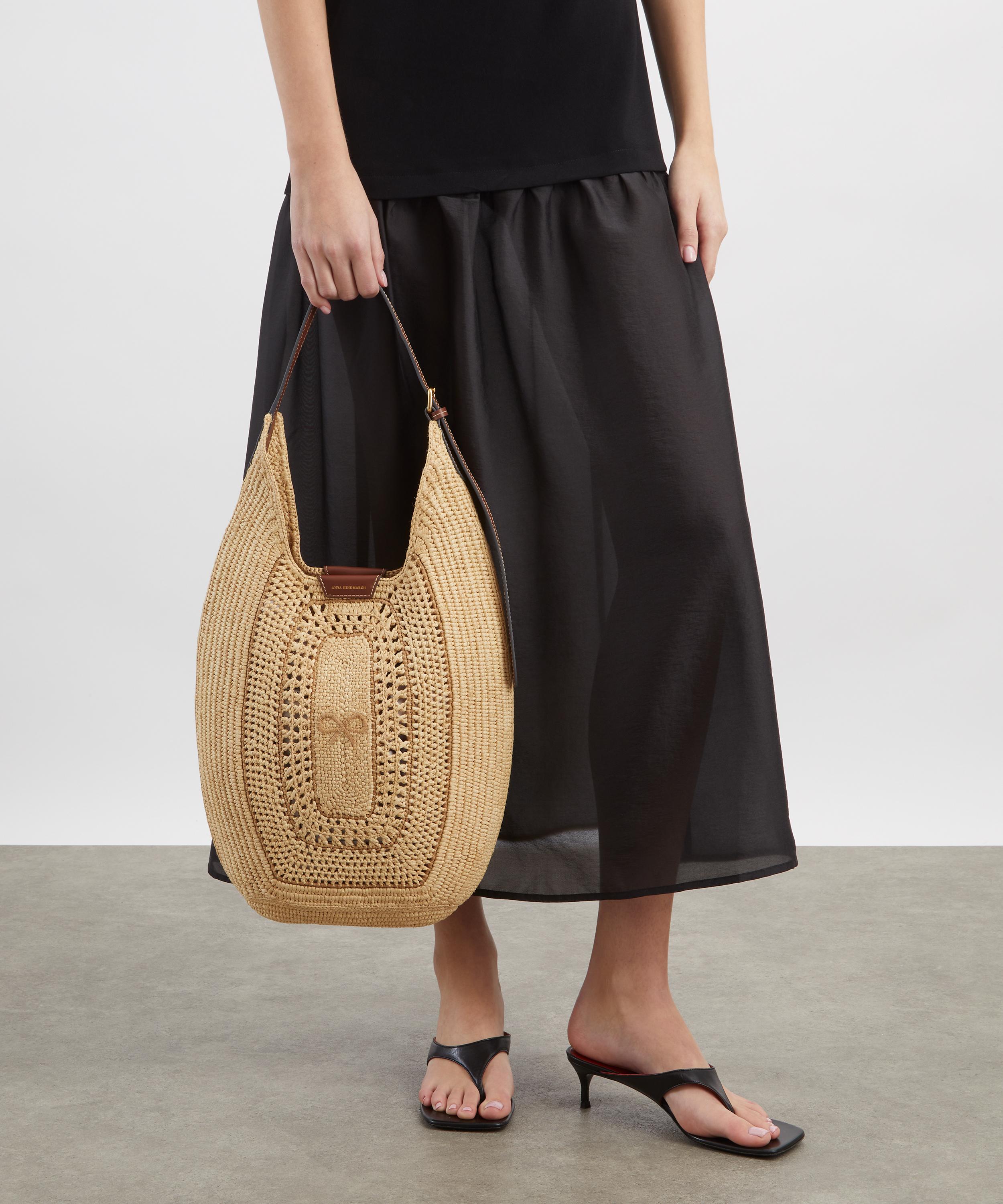 Anya Hindmarch - Raffia Leather-Trimmed Bow Hobo Bag image number 1