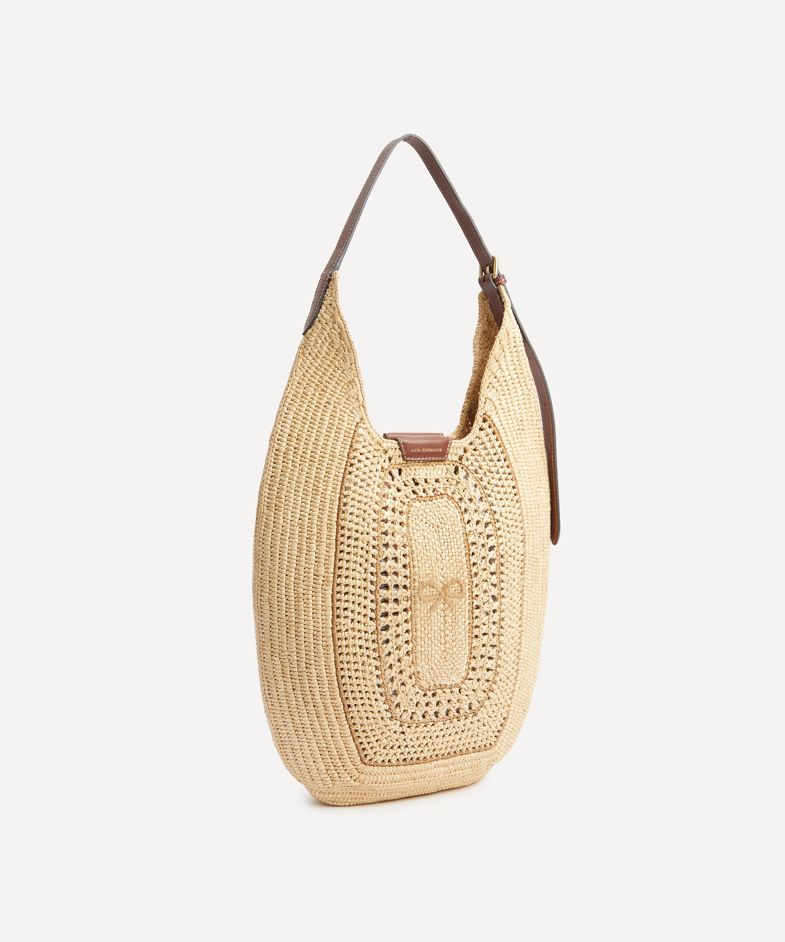 Anya Hindmarch - Raffia Leather-Trimmed Bow Hobo Bag image number 3