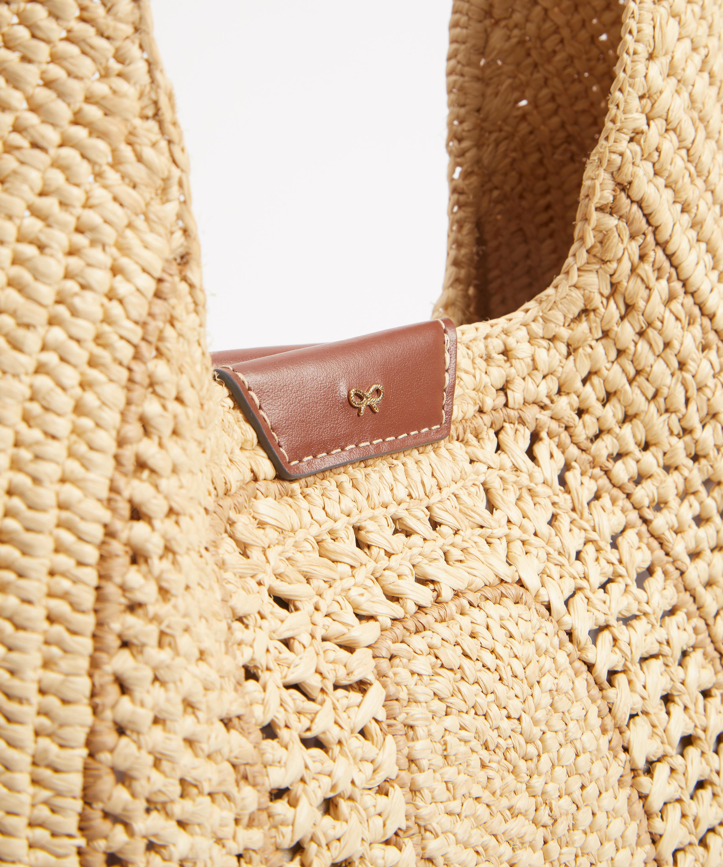 Anya Hindmarch - Raffia Leather-Trimmed Bow Hobo Bag image number 5