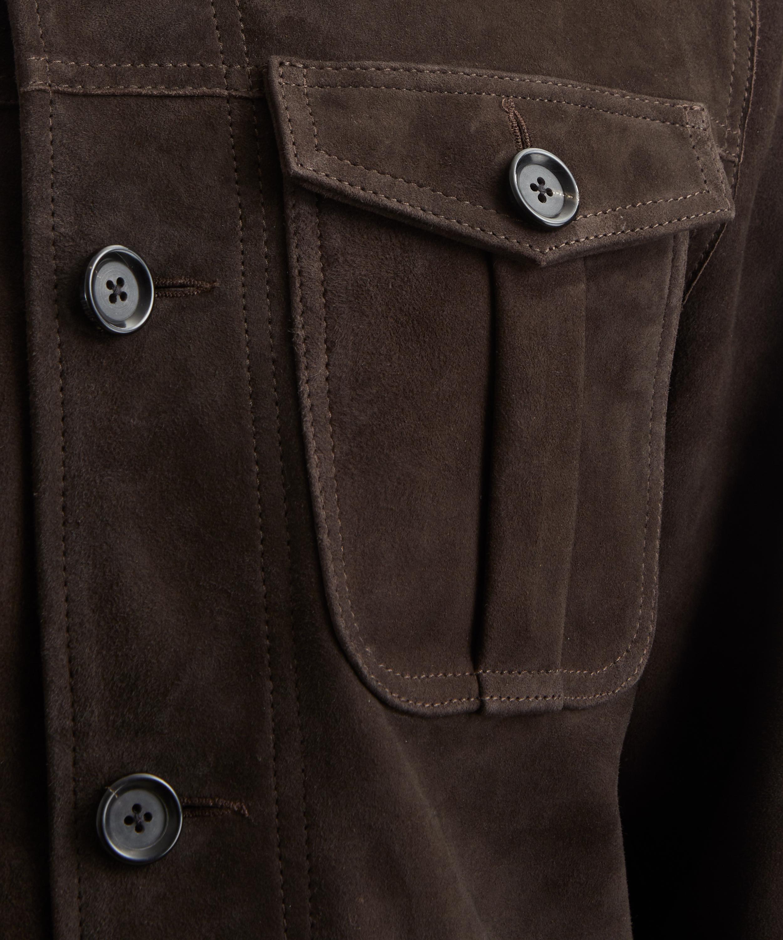 Oliver Spencer - Shawcross Chocolate Brown Suede Jacket image number 4
