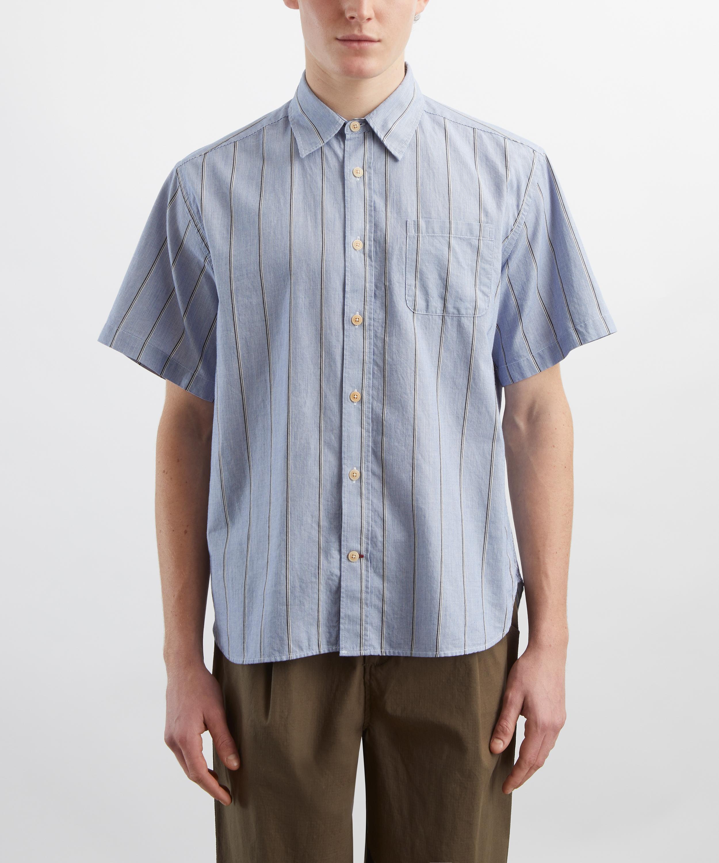 Oliver Spencer - Atlanta Pinwell Blue Short-Sleeve Shirt image number 2