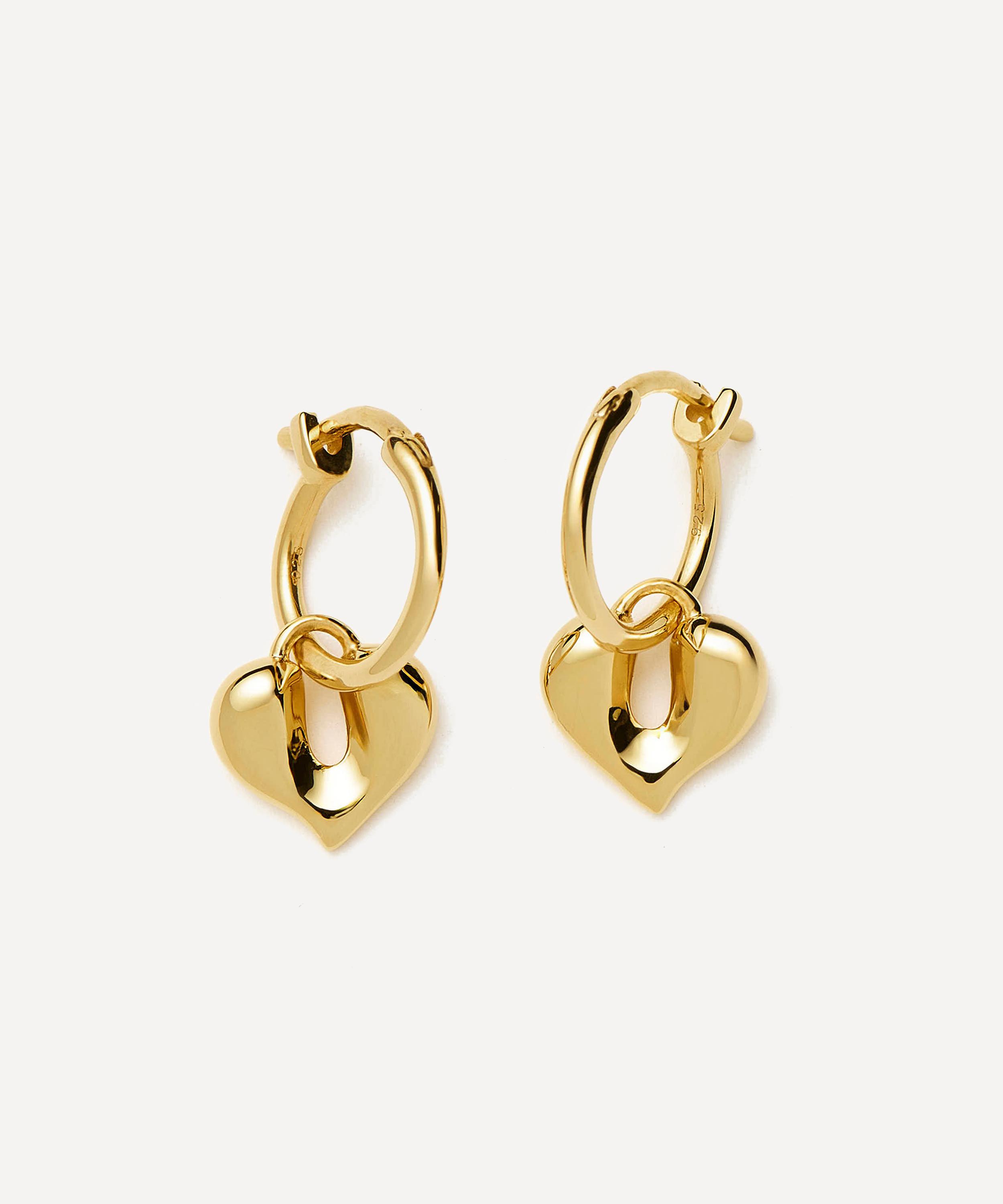 Missoma - 18ct Gold-Plated Vermeil Silver Molten Heart Charm Hoop Earrings image number 2