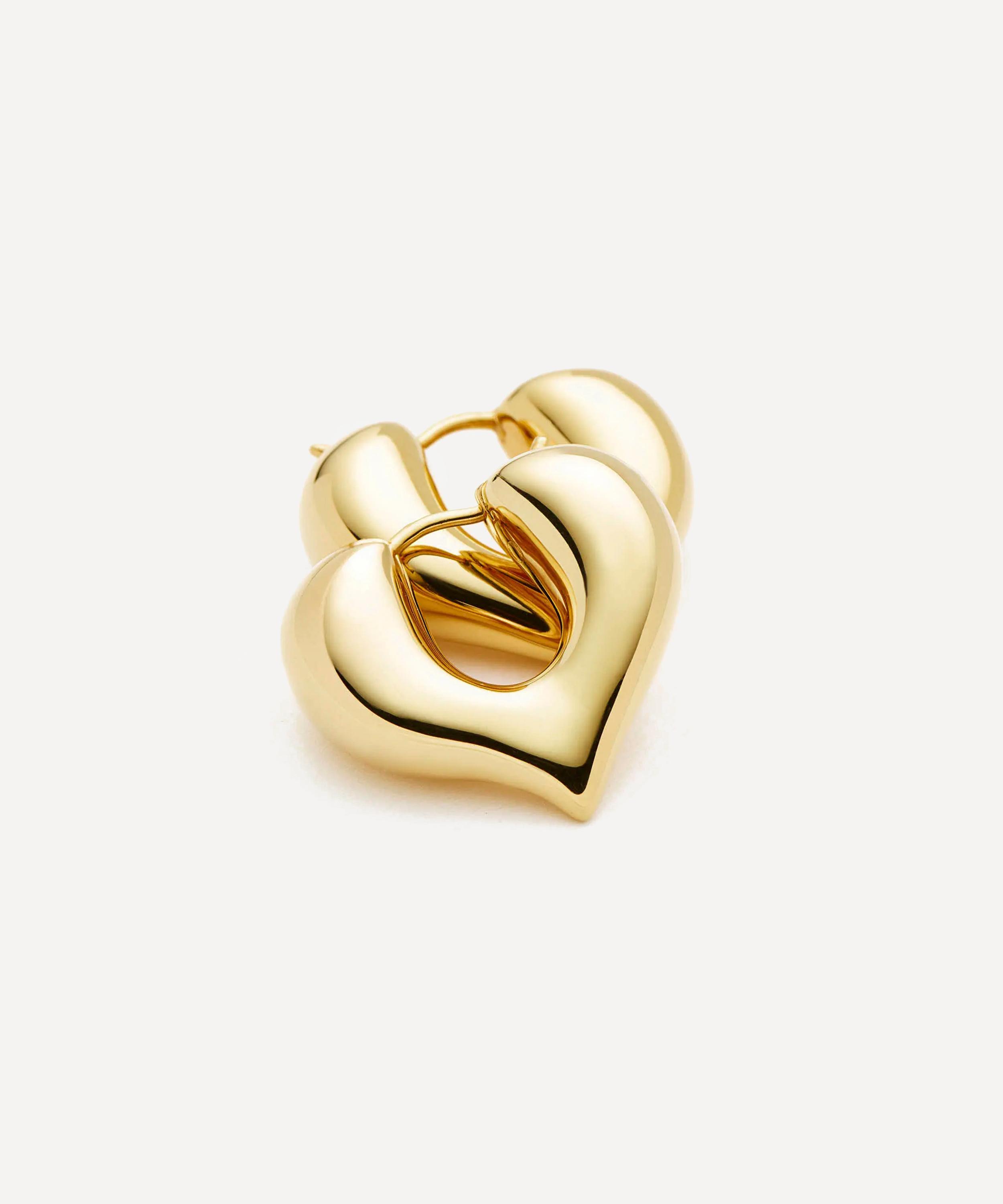 Missoma - 18ct Gold-Plated Molten Heart Medium Hoop Earrings image number 2