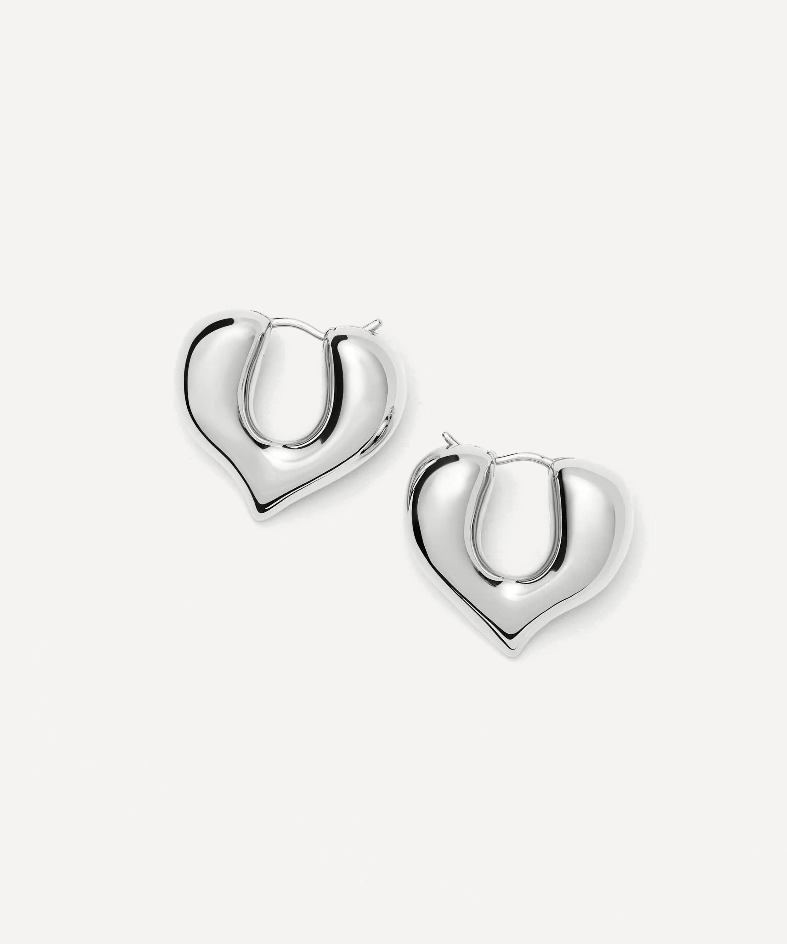 Missoma - Rhodium-Plated Molten Heart Medium Hoop Earrings image number 1