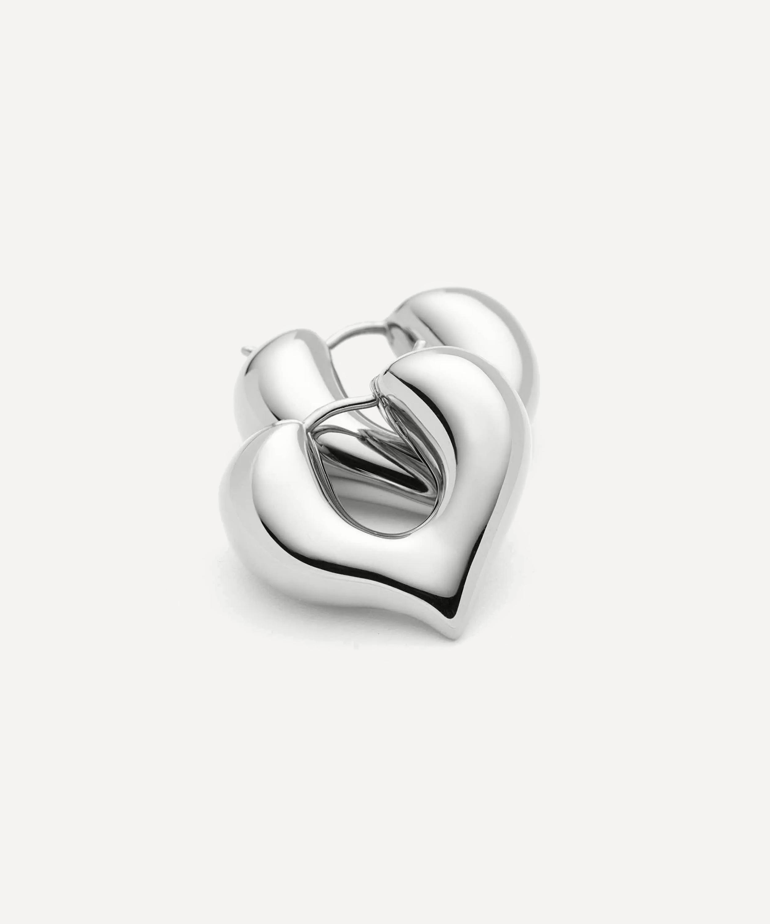 Missoma - Rhodium-Plated Molten Heart Medium Hoop Earrings image number 2