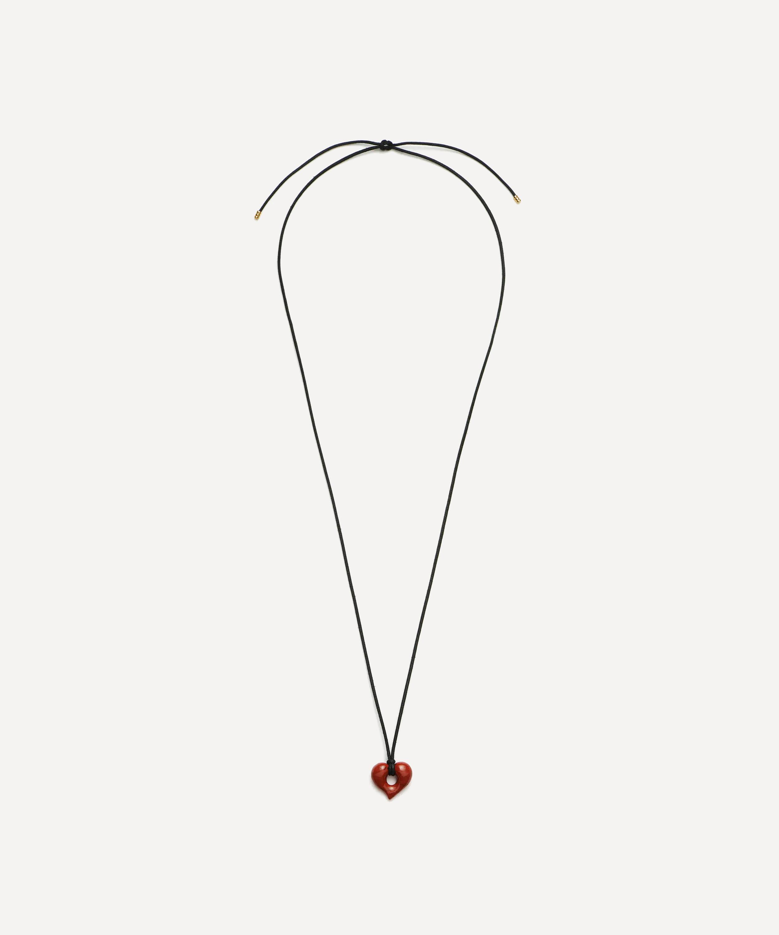 Missoma - 18ct Gold-Plated Molten Heart Gemstone Pendant Cord Necklace image number 2