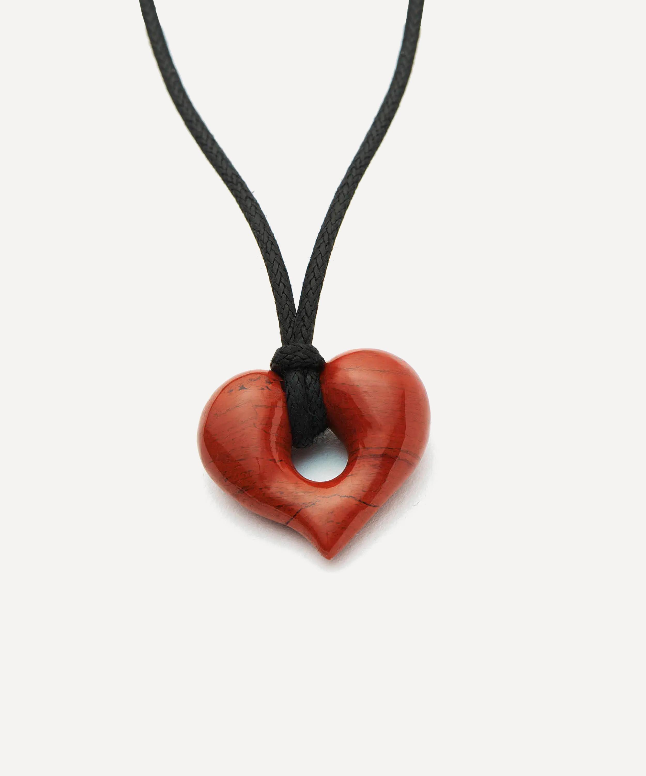 Missoma - 18ct Gold-Plated Molten Heart Gemstone Pendant Cord Necklace image number 3