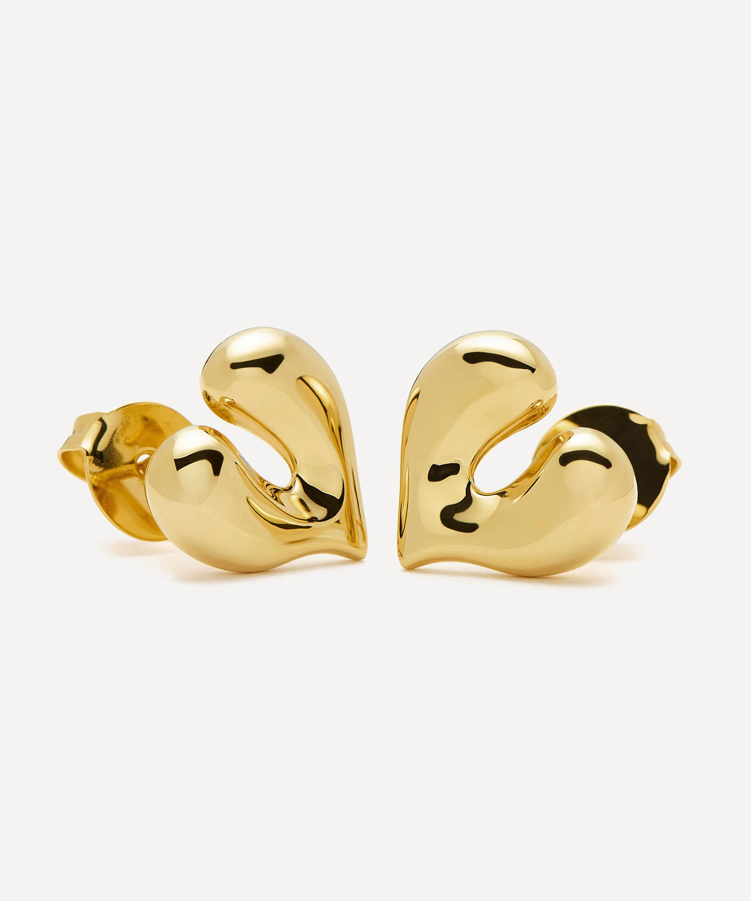 Missoma - 18ct Gold-Plated Molten Heart Stud Earrings image number 2