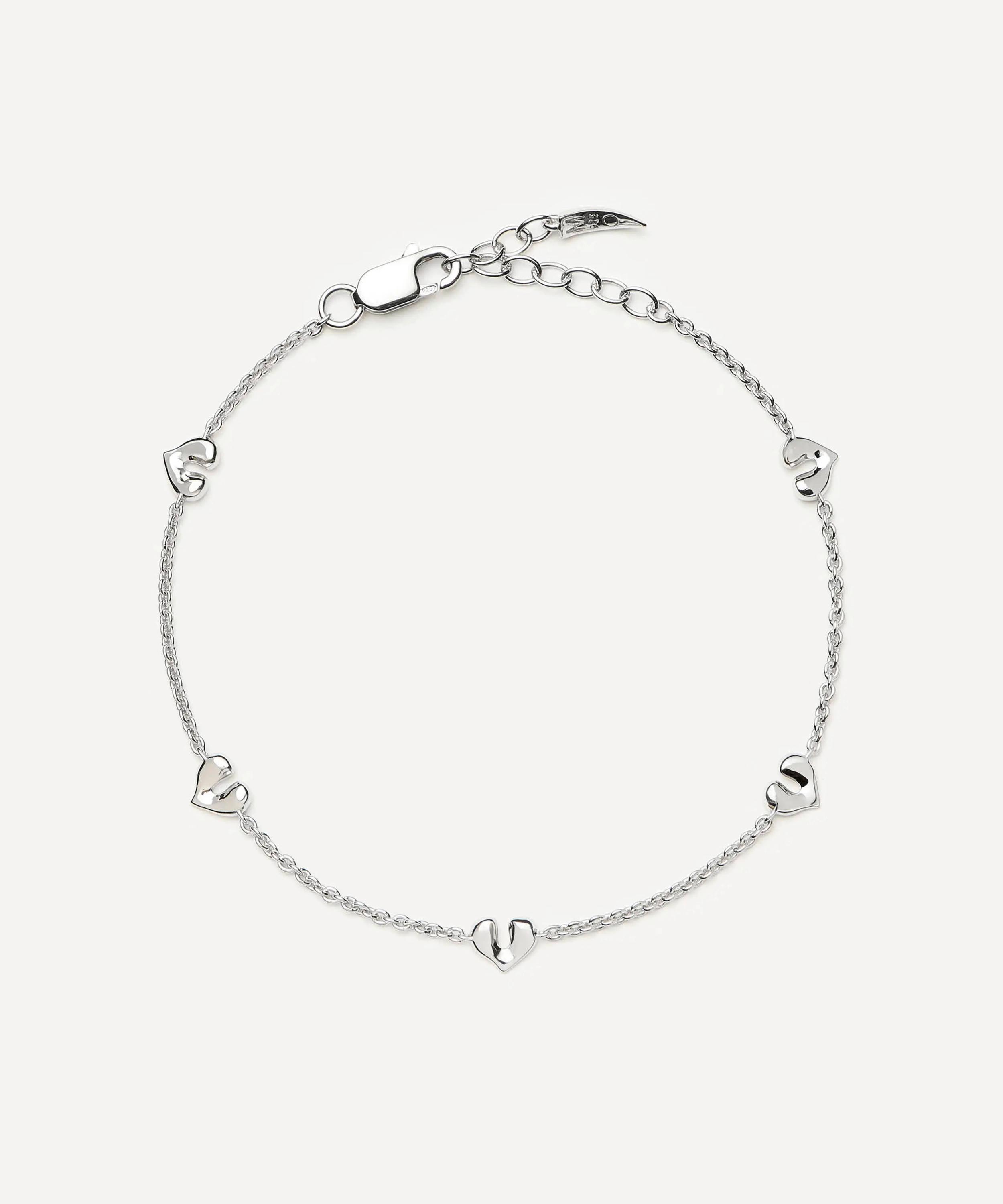 Missoma - Rhodium-Plated Molten Heart Mini Charm Bracelet
