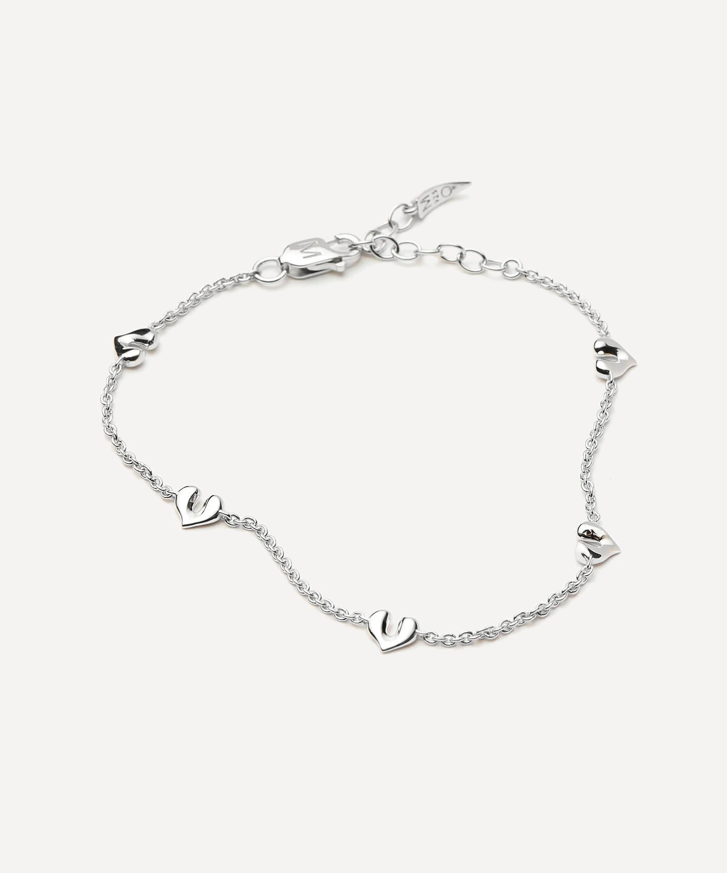 Missoma - Rhodium-Plated Molten Heart Mini Charm Bracelet image number 1