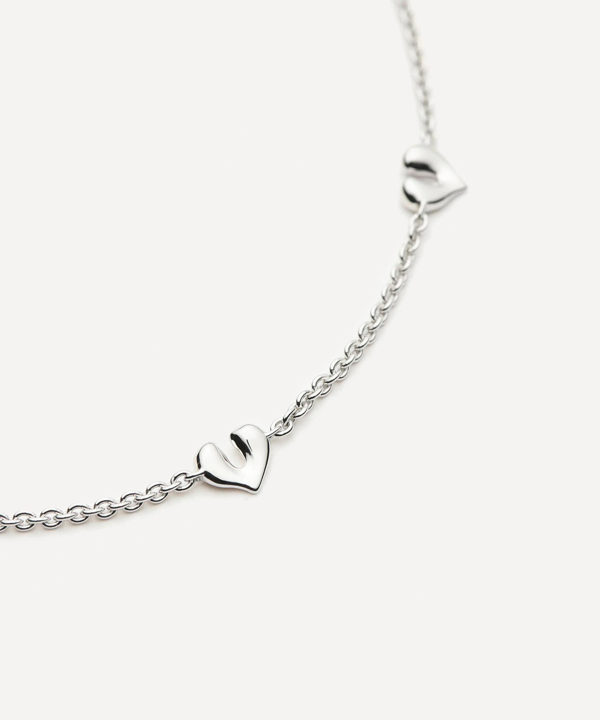 Missoma - Rhodium-Plated Molten Heart Mini Charm Bracelet image number 2