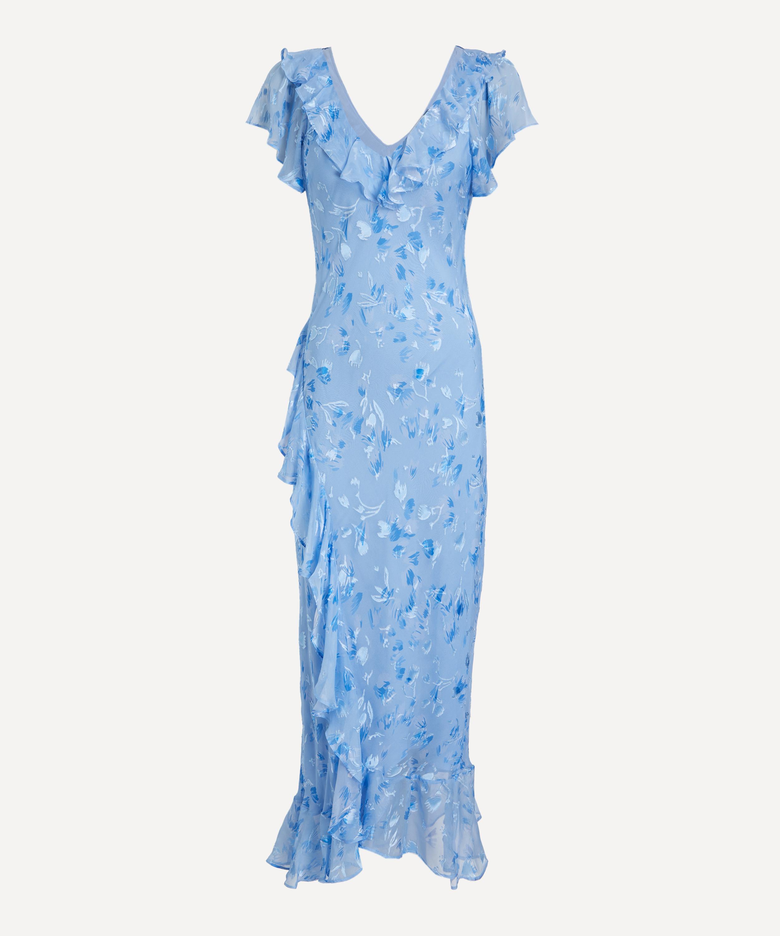 RIXO - Meadow Ava Devor&eacute; Blue Dress