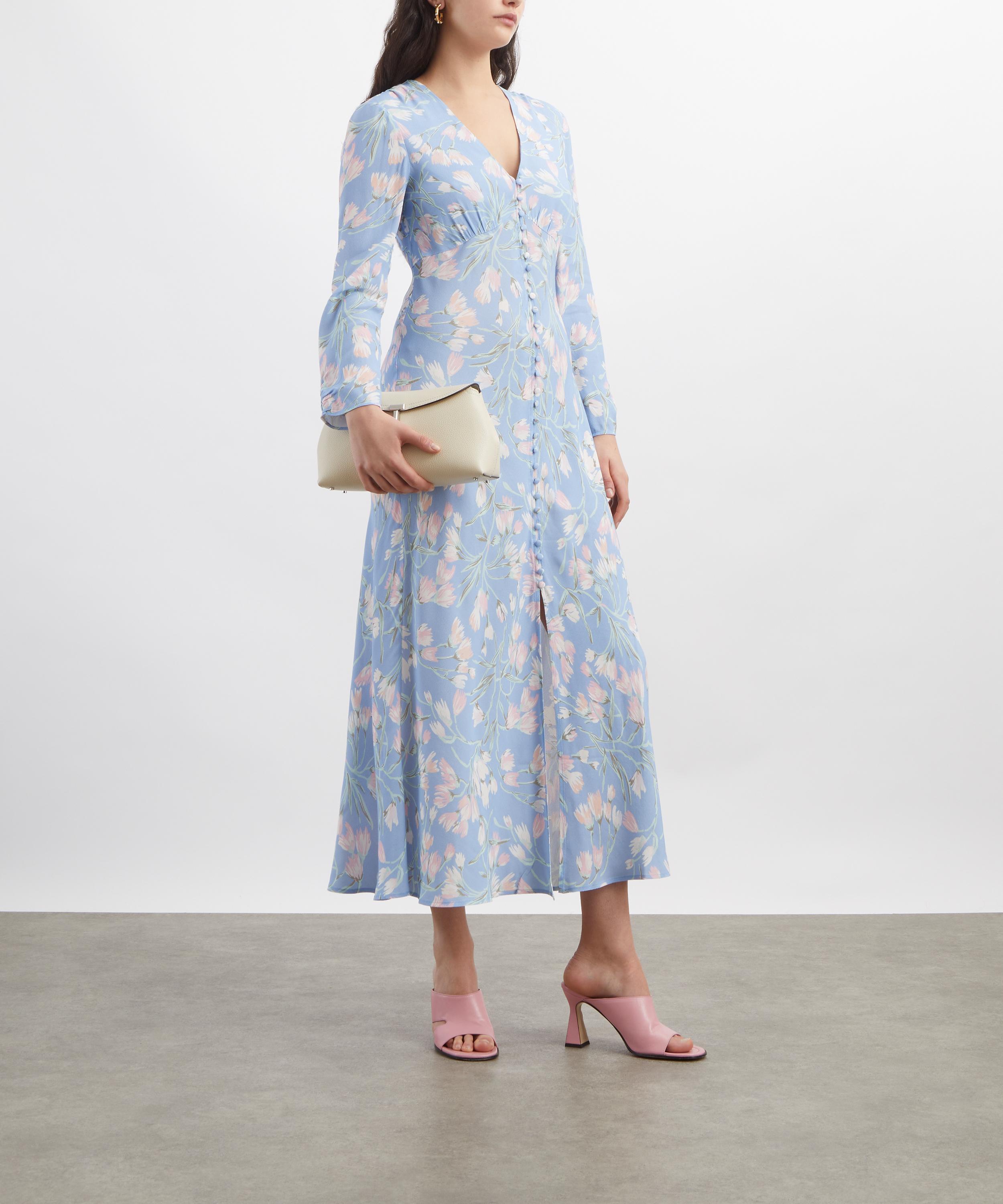 RIXO - Katie Watercolour Floral Blue Midi Dress image number 1