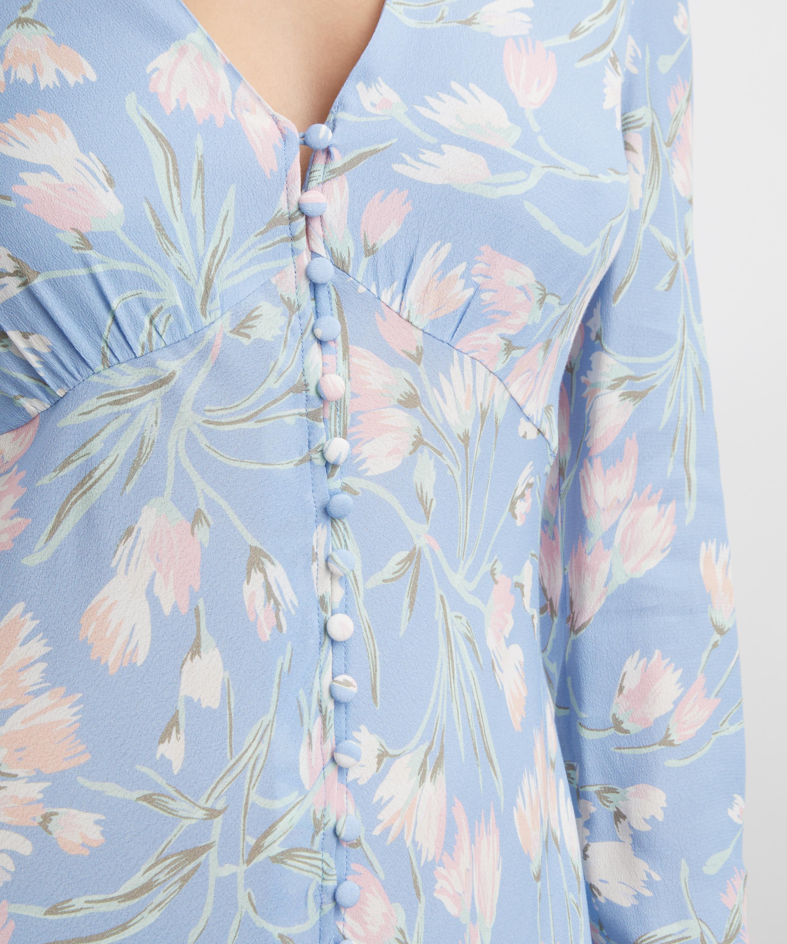 RIXO - Katie Watercolour Floral Blue Midi Dress image number 4