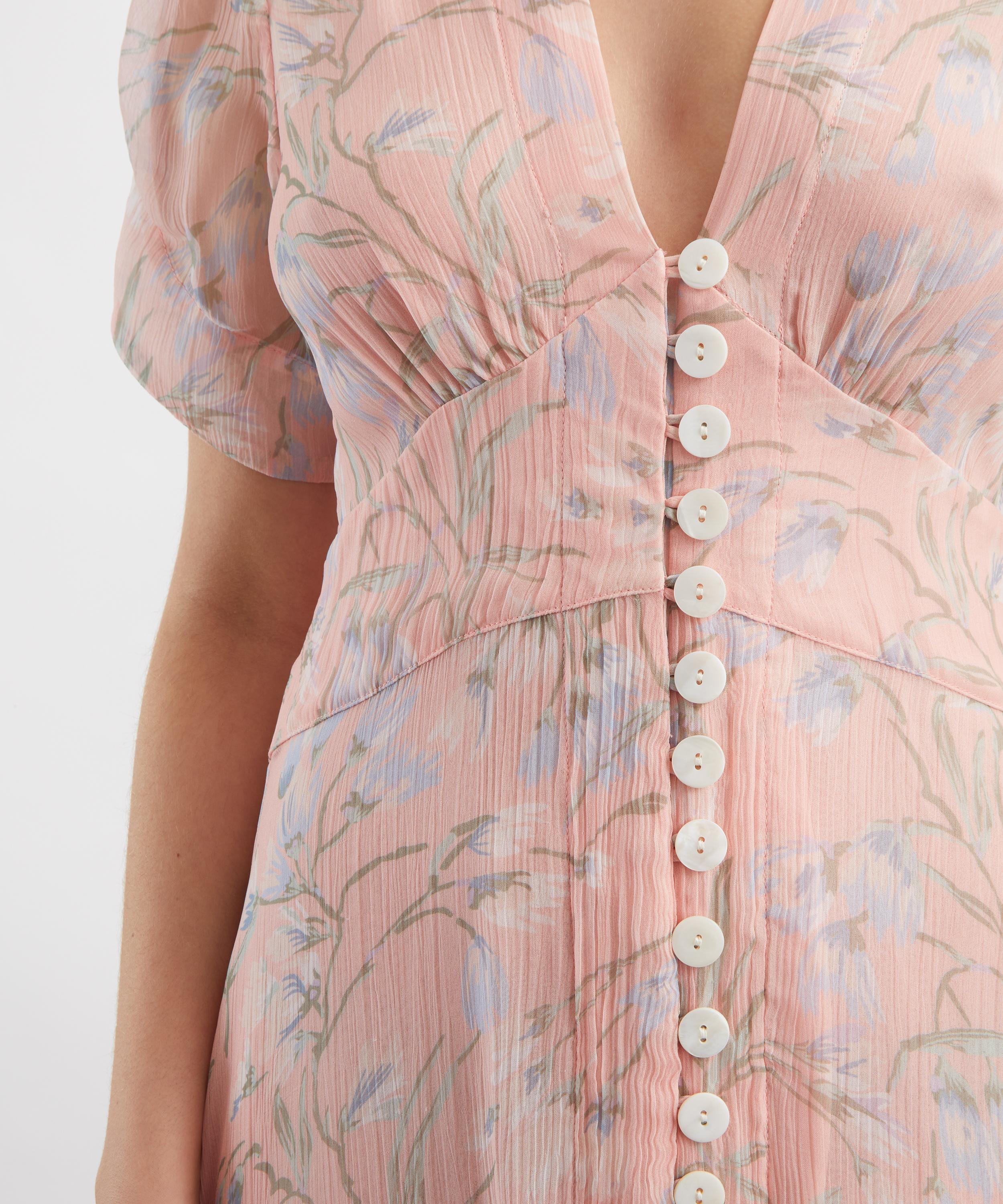 RIXO - Novara Watercolour Floral Pink Midi Dress image number 4