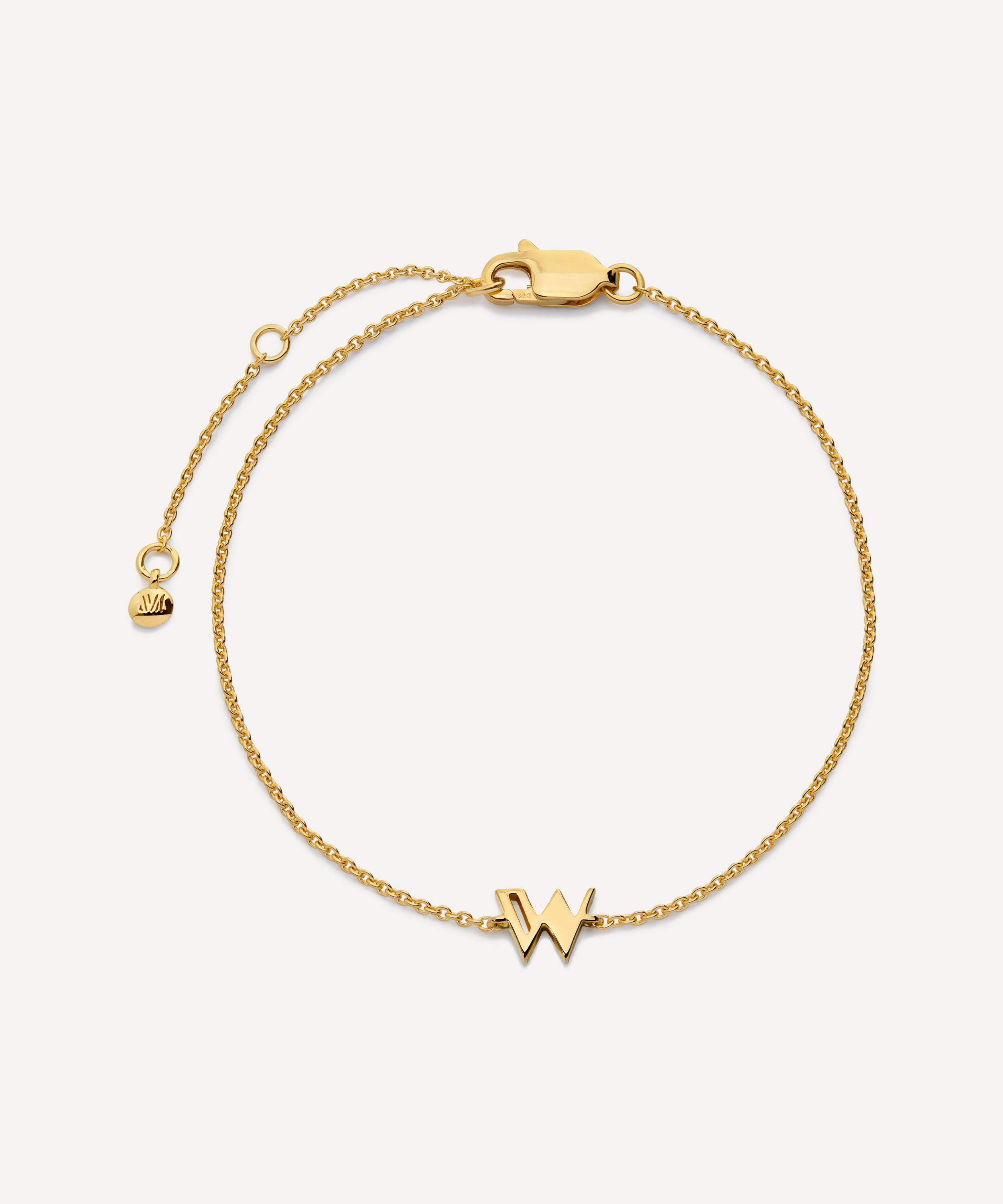 Monica Vinader - 18ct Gold-Plated Vermeil Silver Initial W Chain Bracelet image number 0