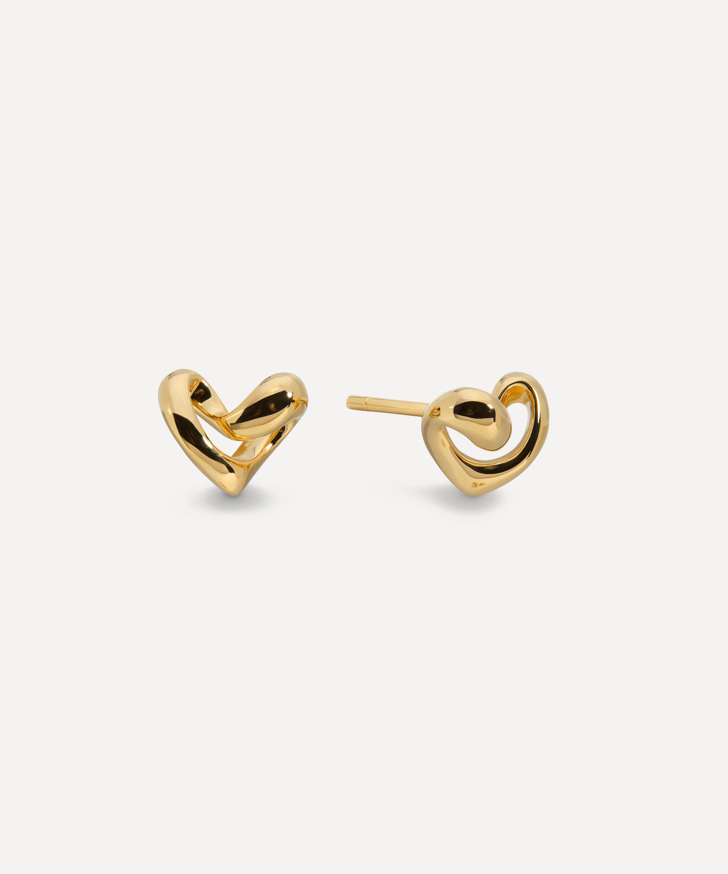 Monica Vinader - 18ct Gold-Plated Vermeil Silver Infinity Heart Small Stud Earrings