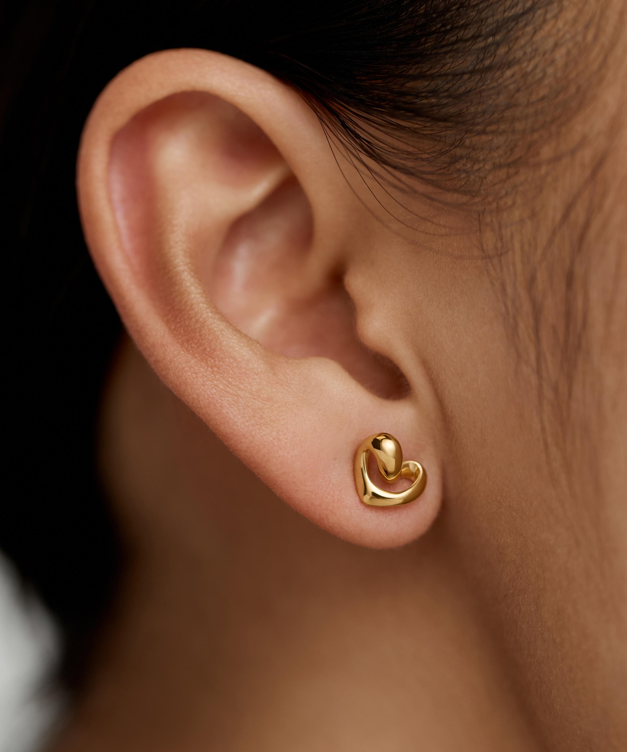 Monica Vinader - 18ct Gold-Plated Vermeil Silver Infinity Heart Small Stud Earrings image number 1