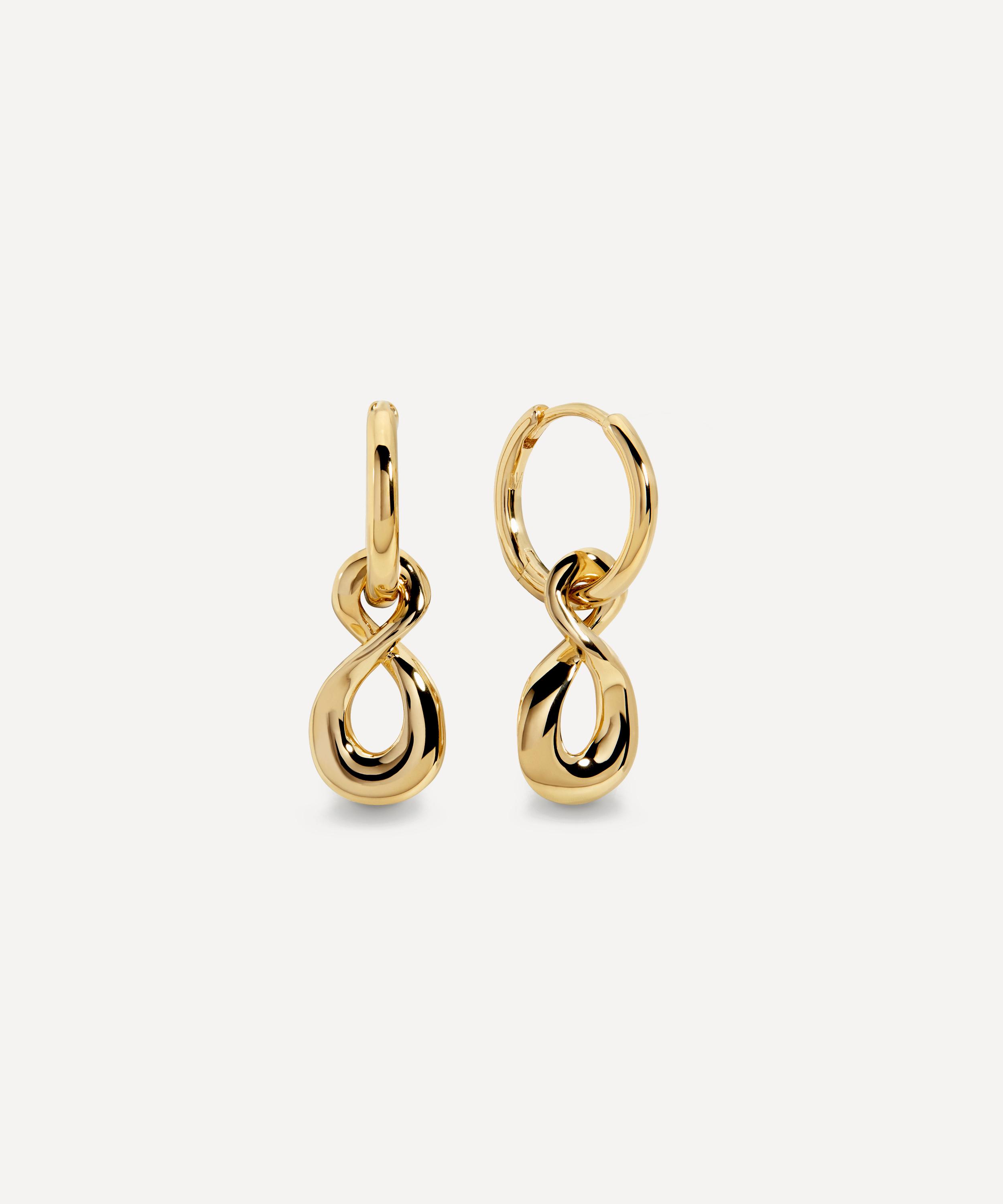 Monica Vinader - 18ct Gold-Plated Vermeil Silver Infinity Huggie Hoop Earrings