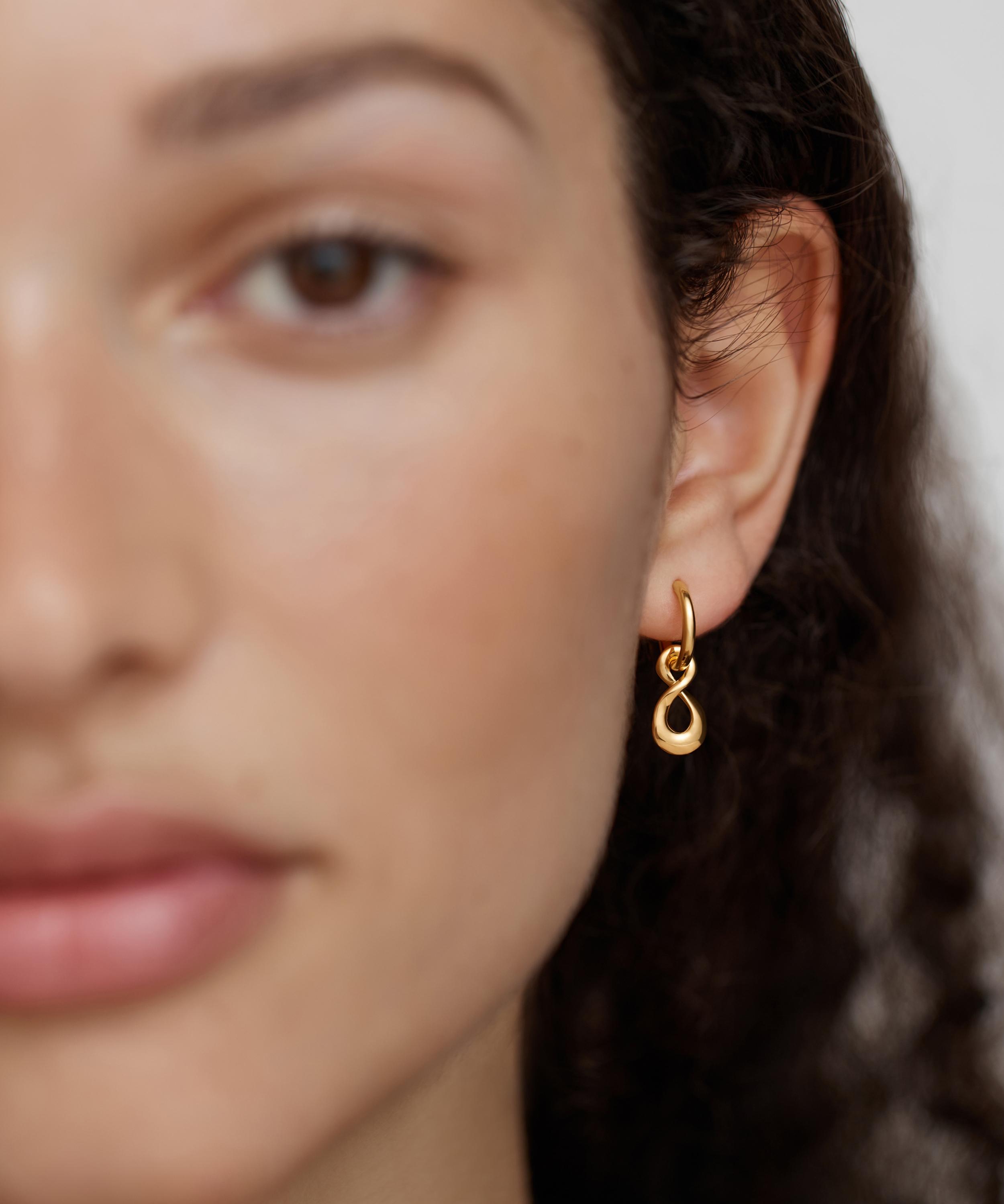Monica Vinader - 18ct Gold-Plated Vermeil Silver Infinity Huggie Hoop Earrings image number 1