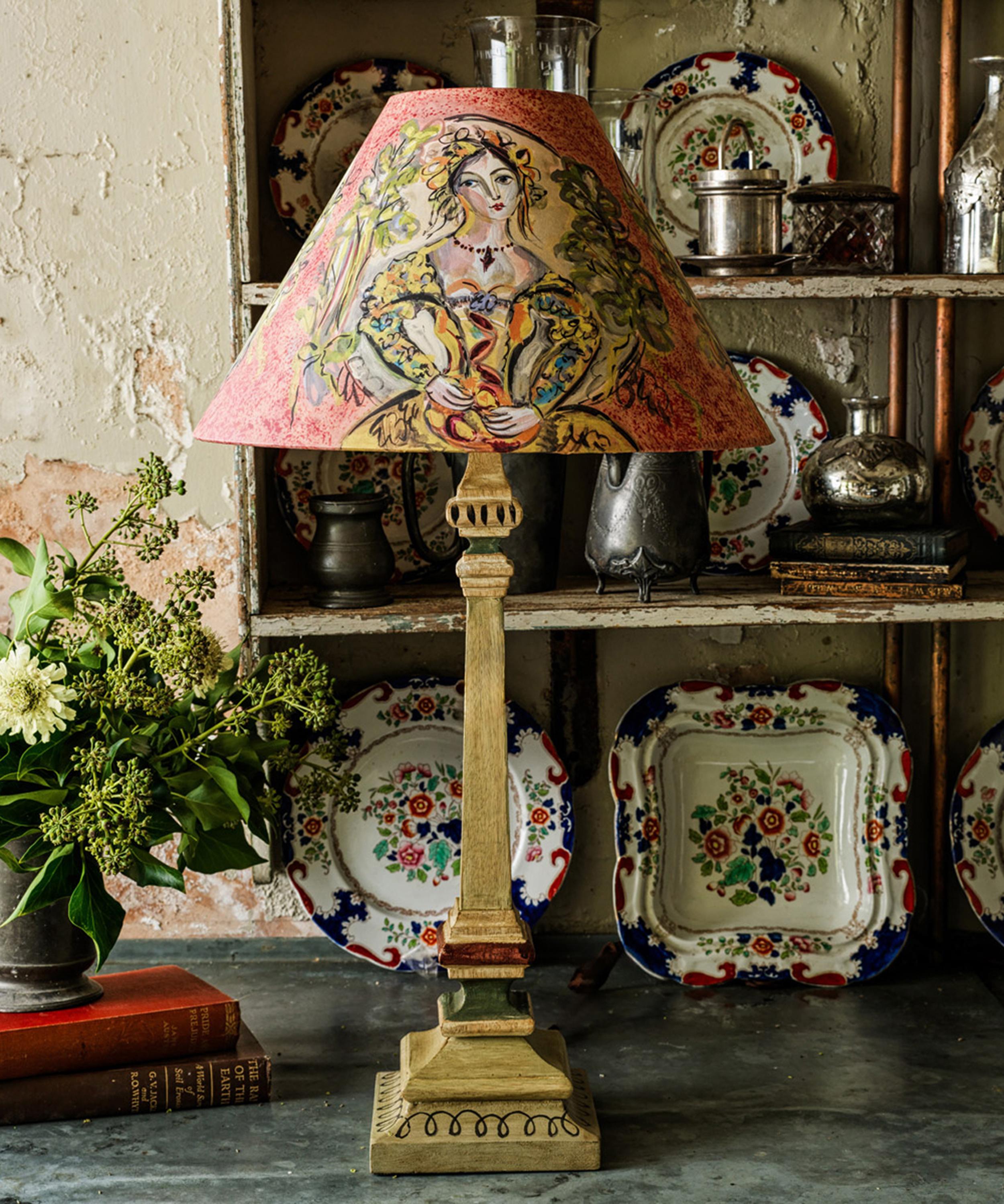 Bloomsbury Revisited - Painted Lady Lampshade on Medium Base image number 1