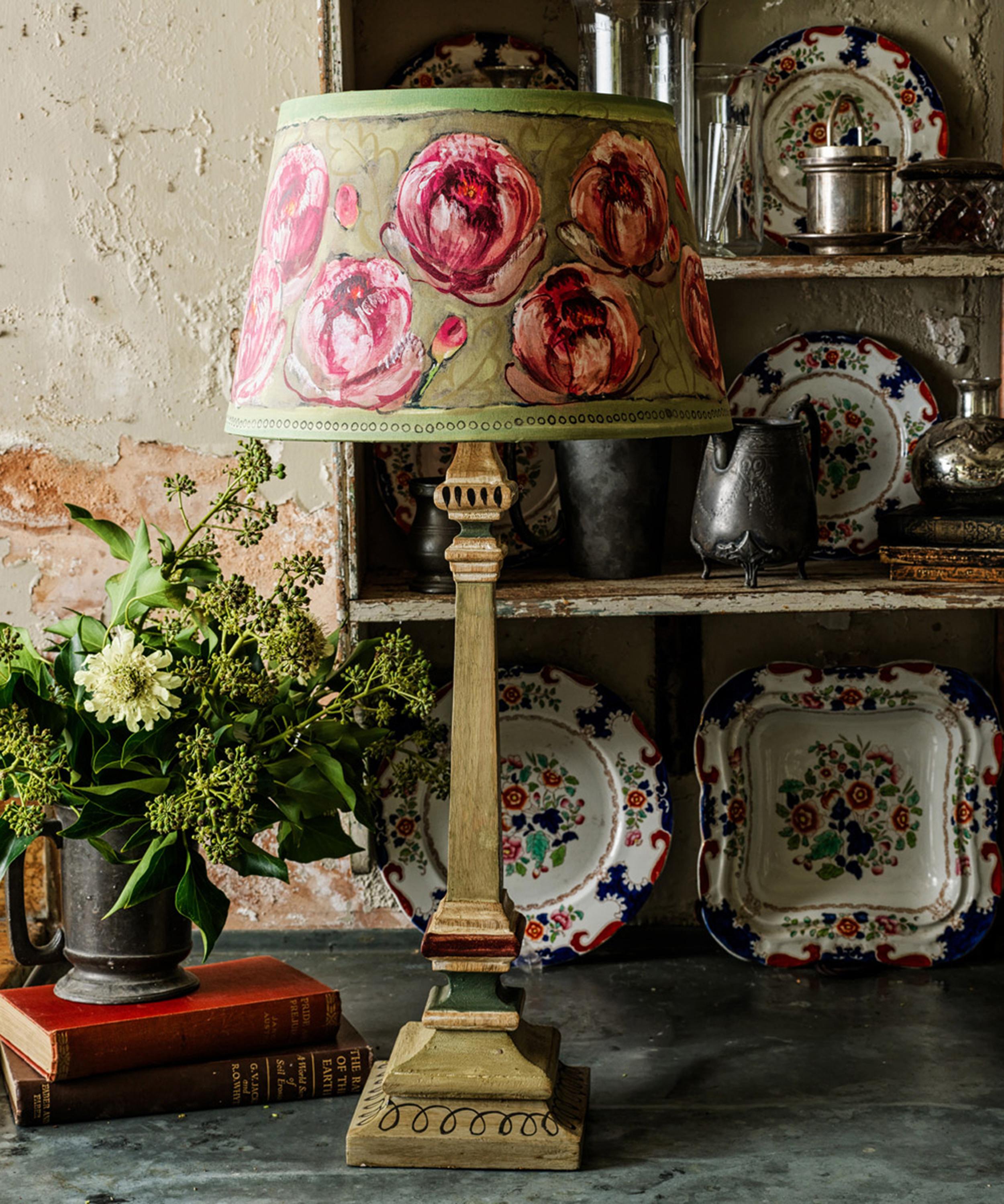 Bloomsbury Revisited - Peony Lampshade on Medium Base image number 1