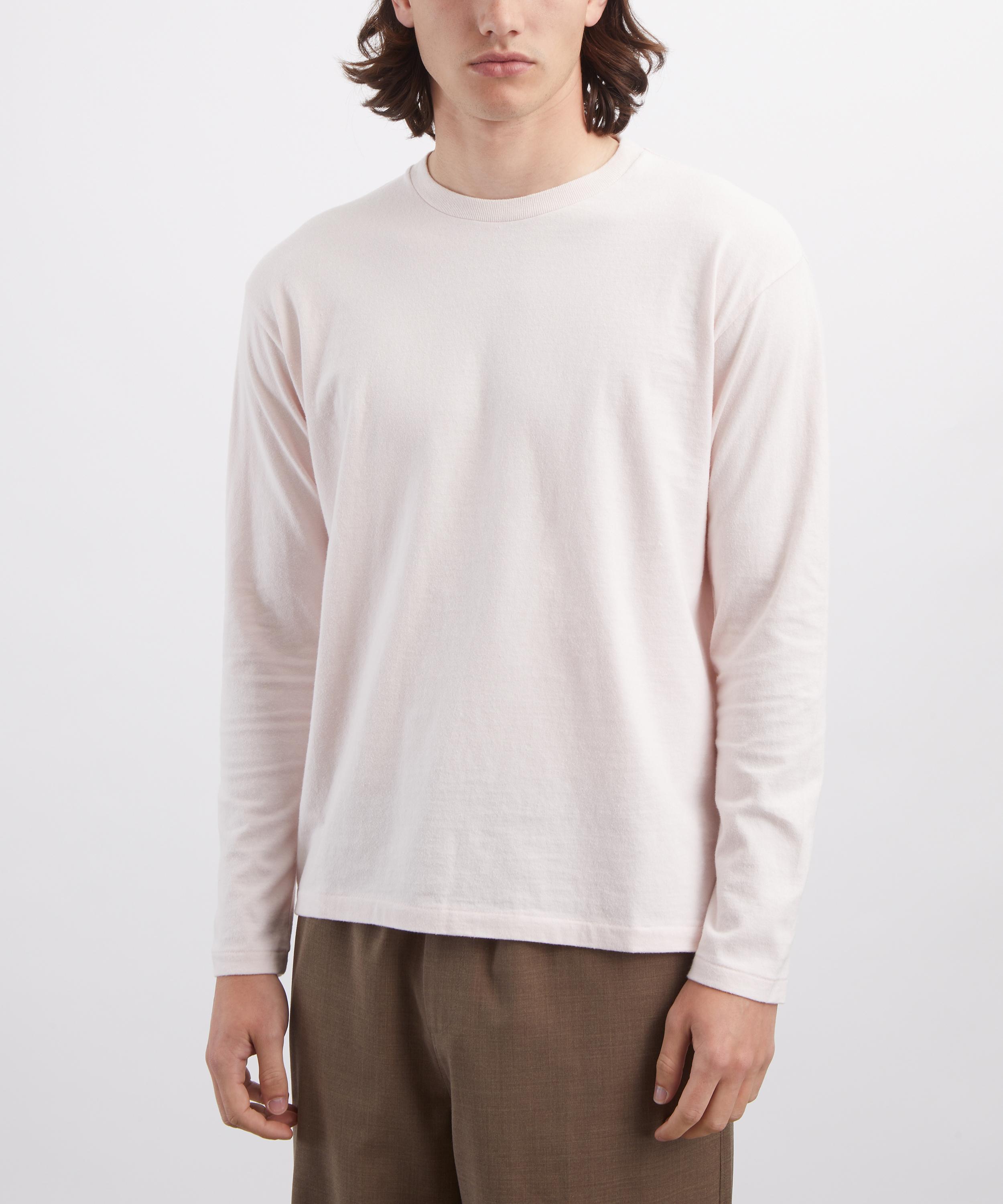 Auralee - Pale Pink Brushed Cotton Long-Sleeve T-Shirt image number 2