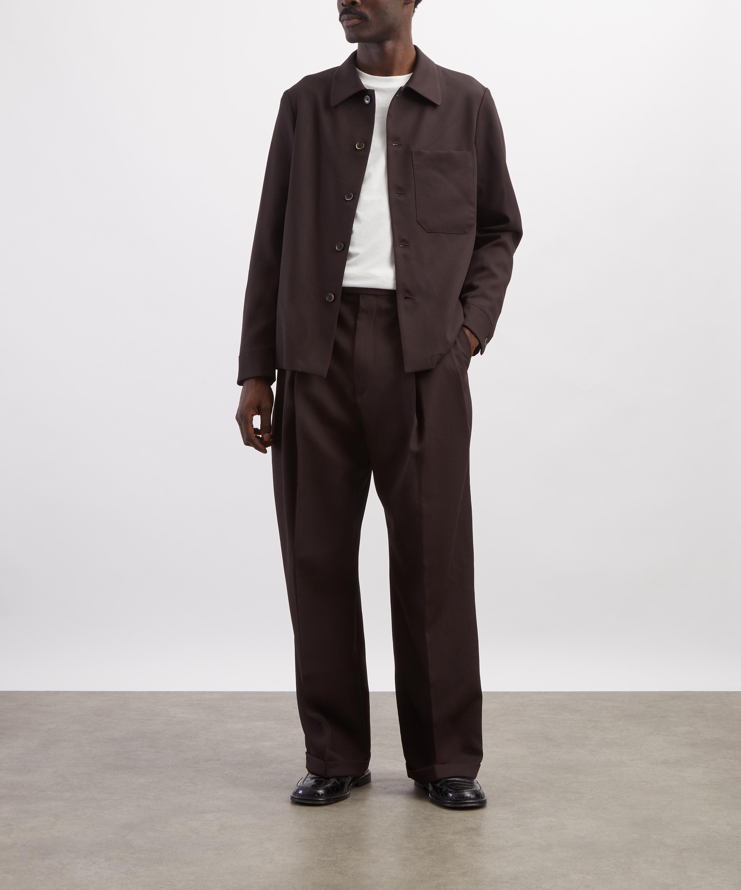 Barena - Braghier Brown Wool Wide-Fit Trousers image number 1