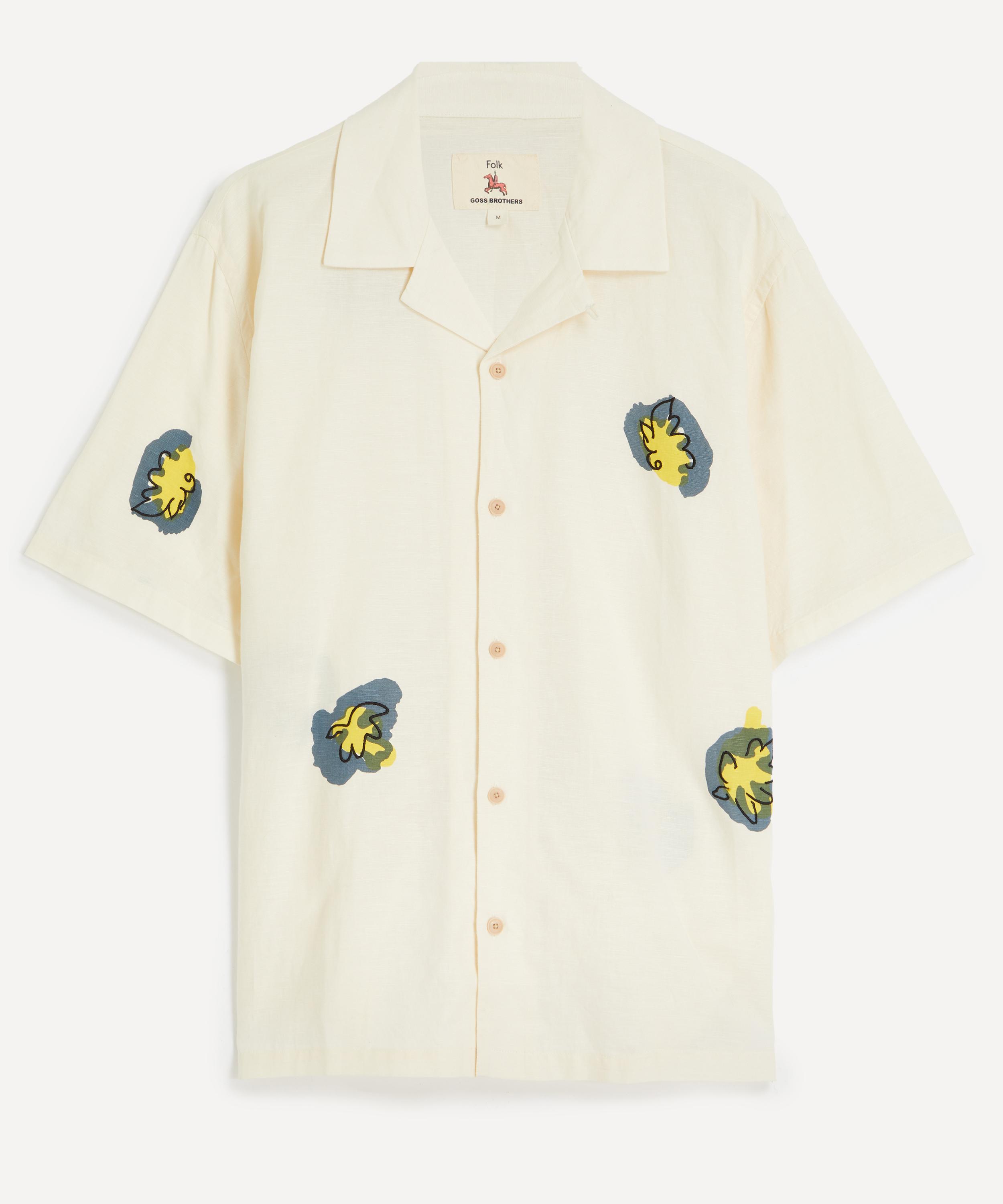 Folk - Relaxed Soft Collar Ecru Embroidered Flower Shirt