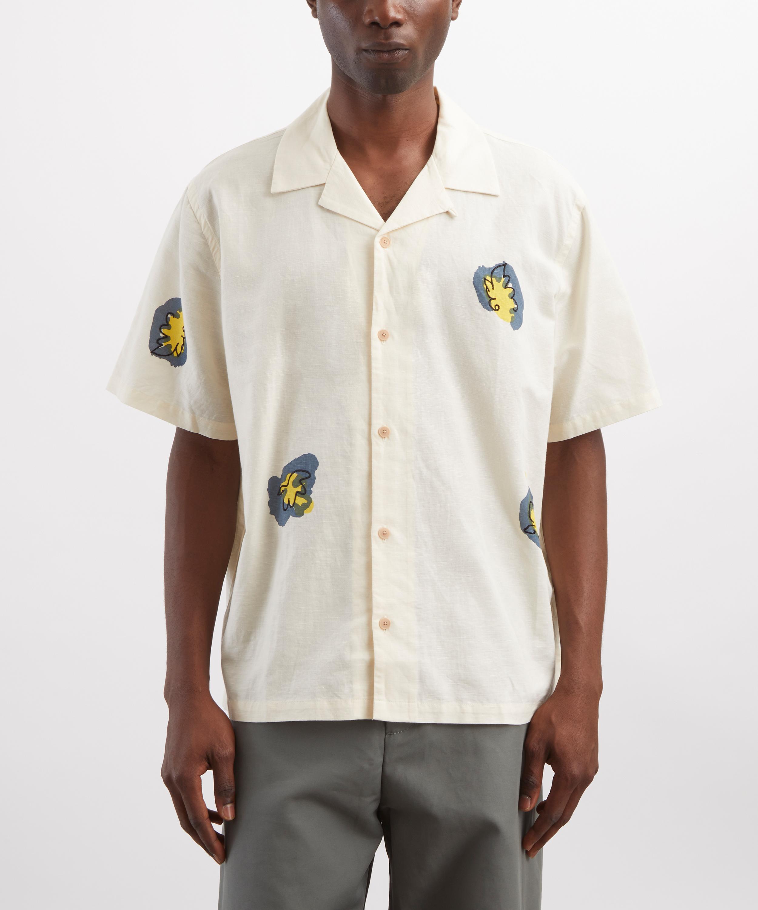 Folk - Relaxed Soft Collar Ecru Embroidered Flower Shirt image number 2
