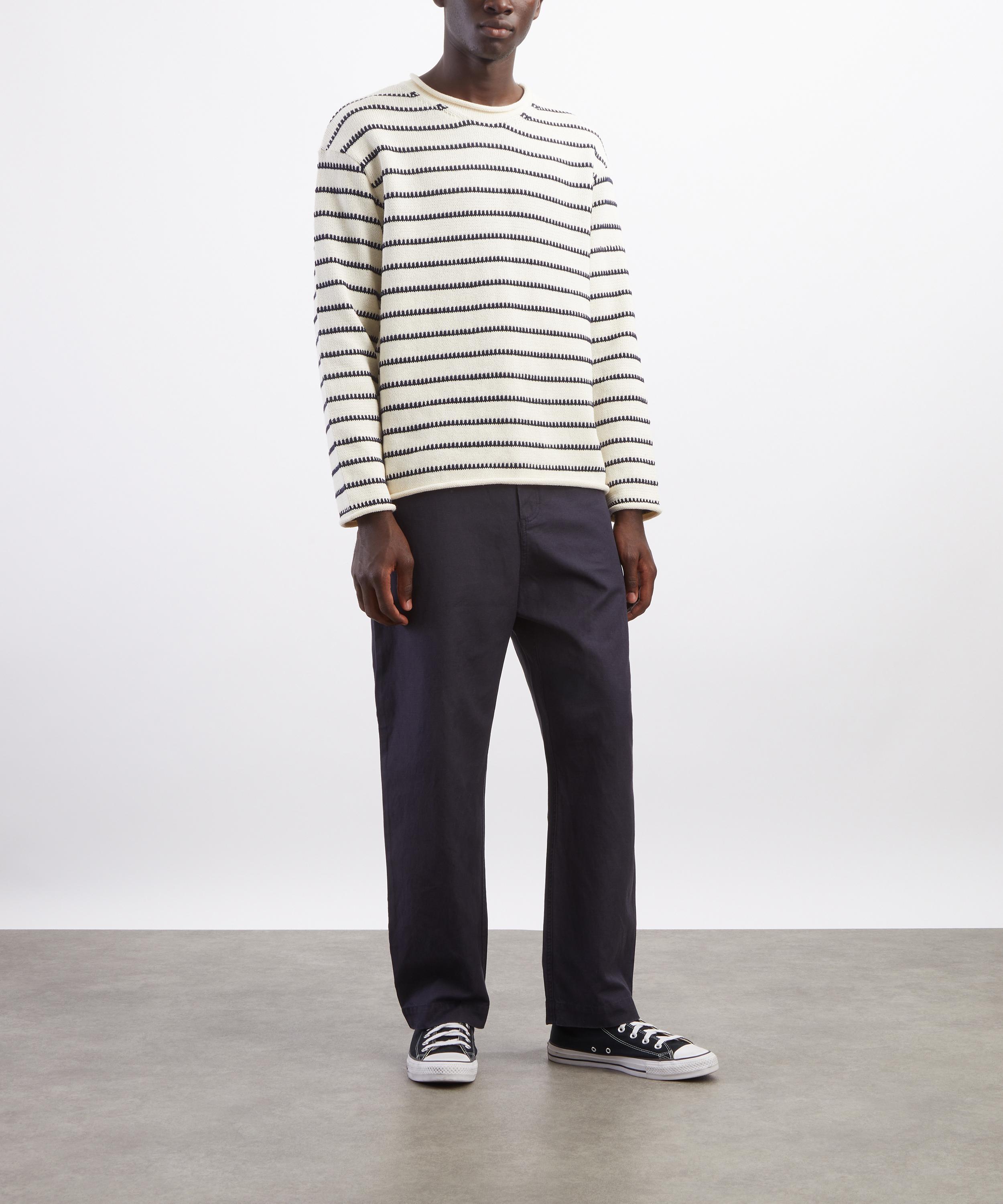 Folk - Soft Black Twill Barrel-Leg Trousers image number 1