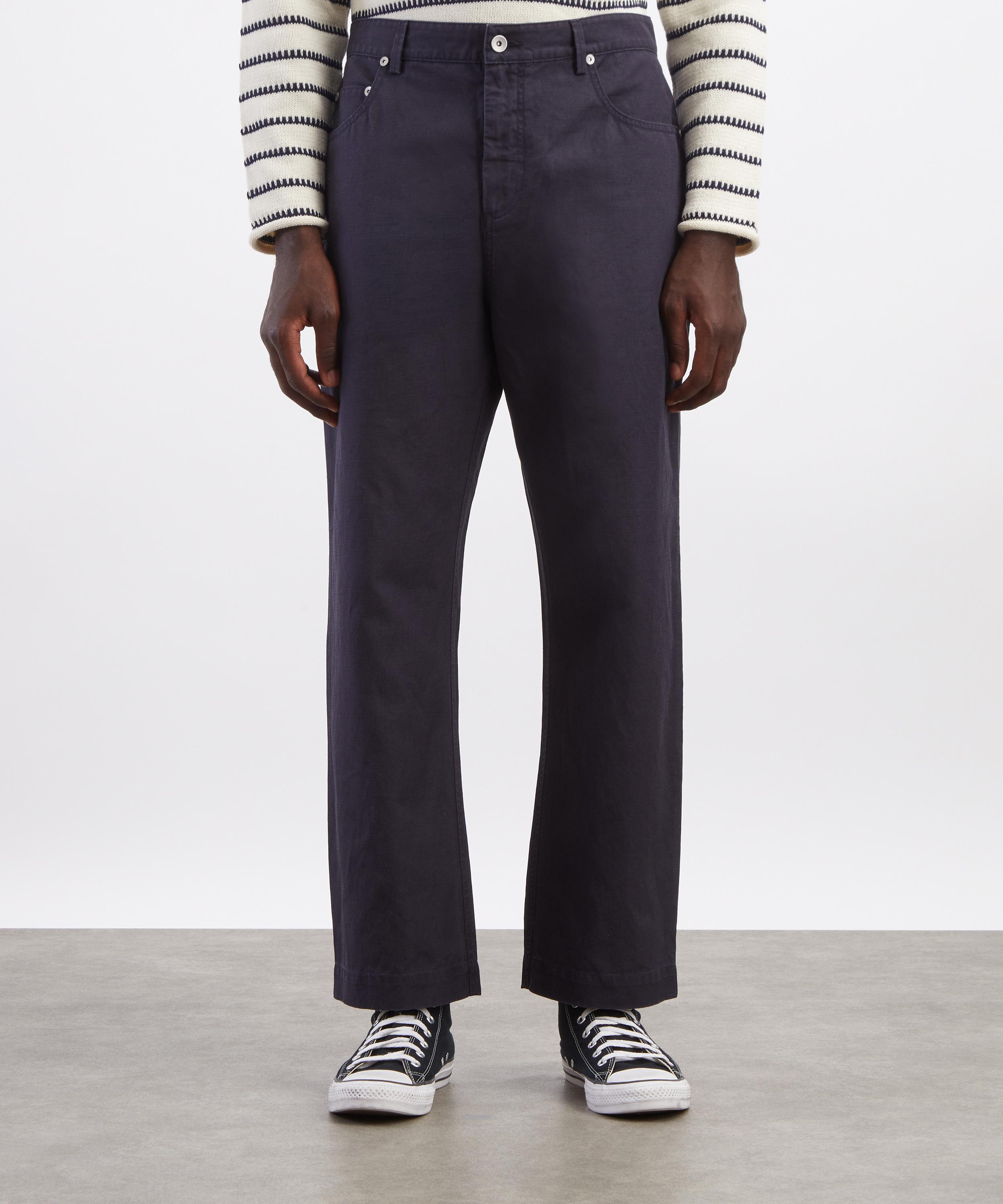 Folk - Soft Black Twill Barrel-Leg Trousers image number 2