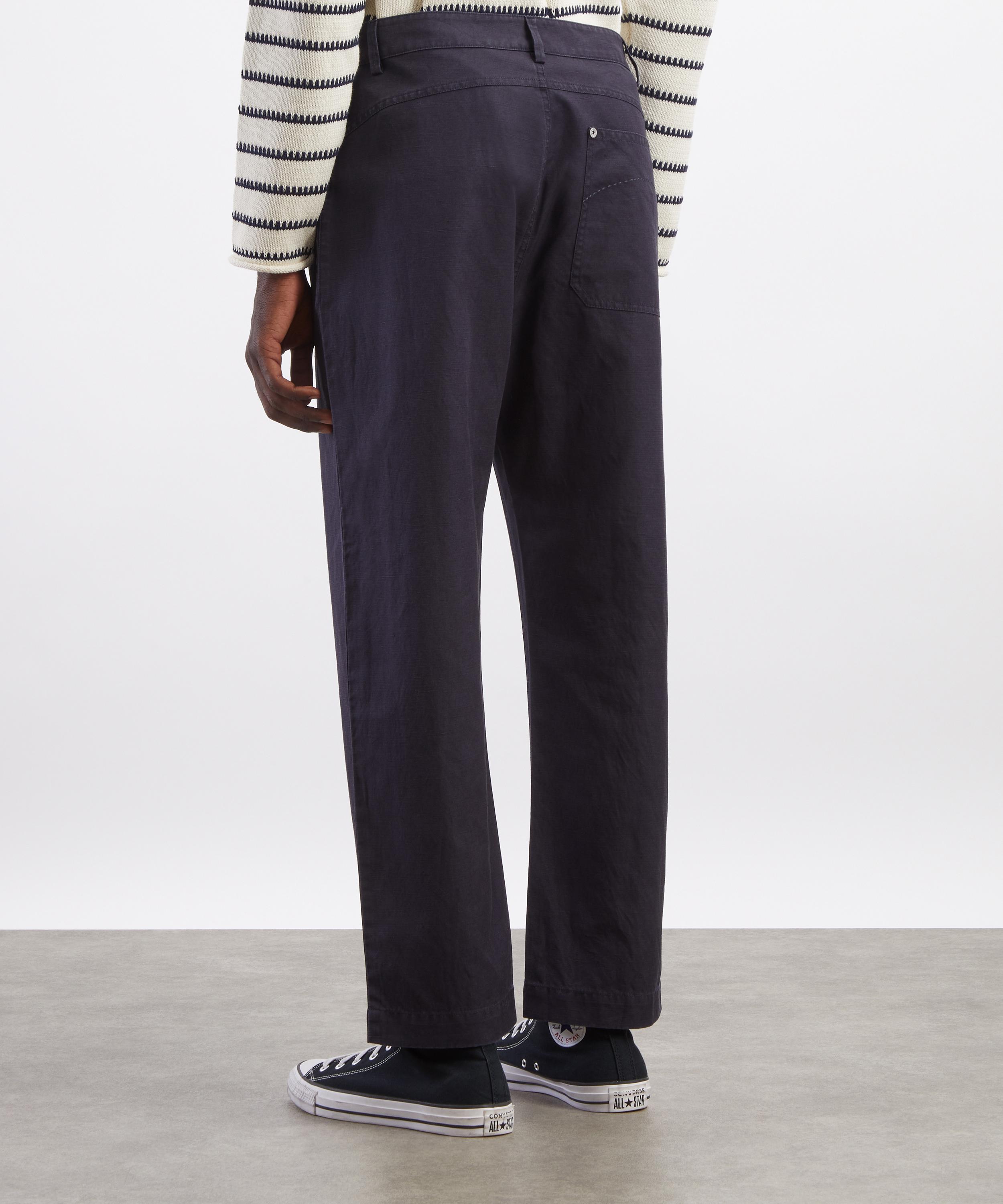 Folk - Soft Black Twill Barrel-Leg Trousers image number 3