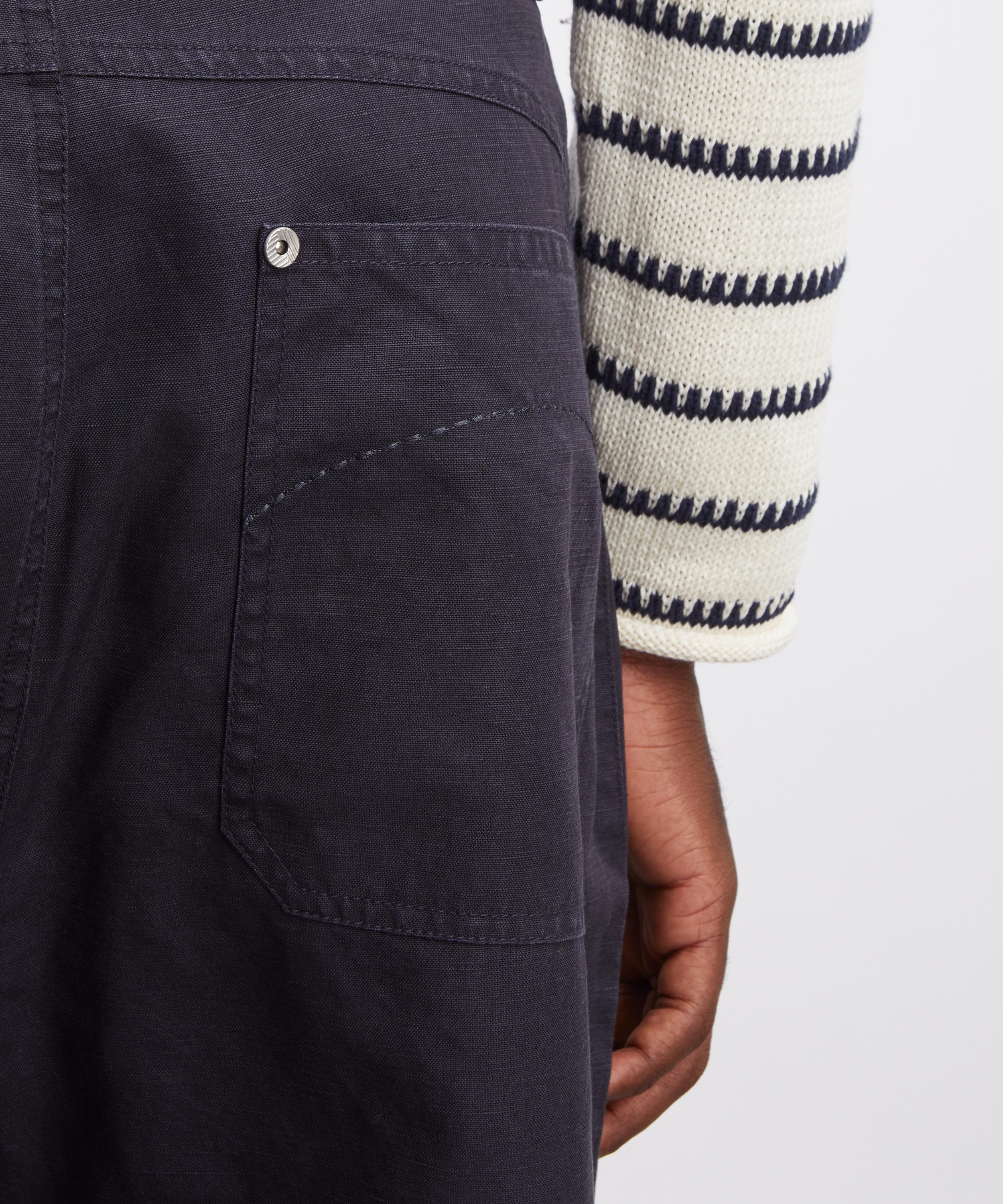 Folk - Soft Black Twill Barrel-Leg Trousers image number 4