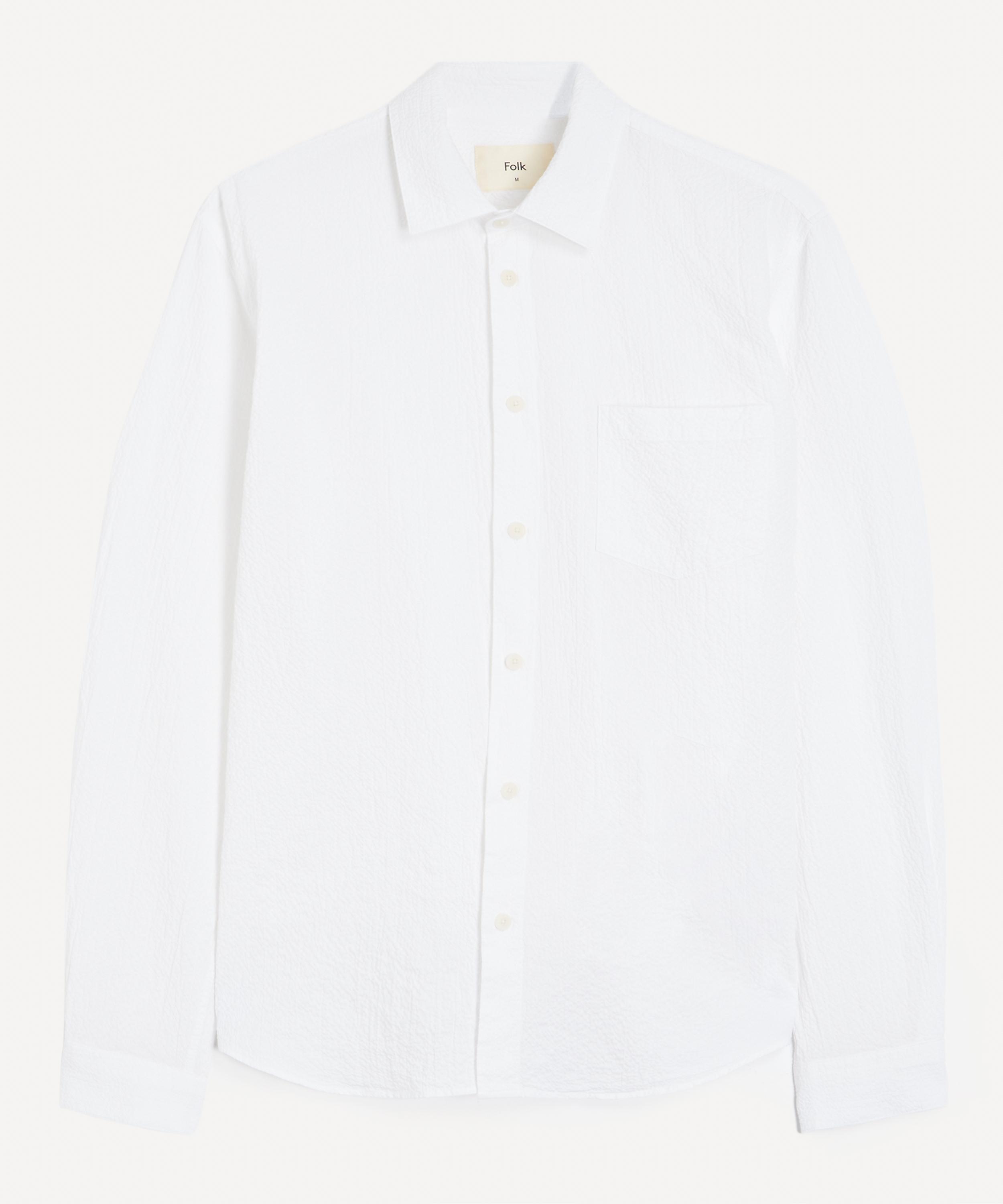 Folk - White Relaxed Seersucker Shirt
